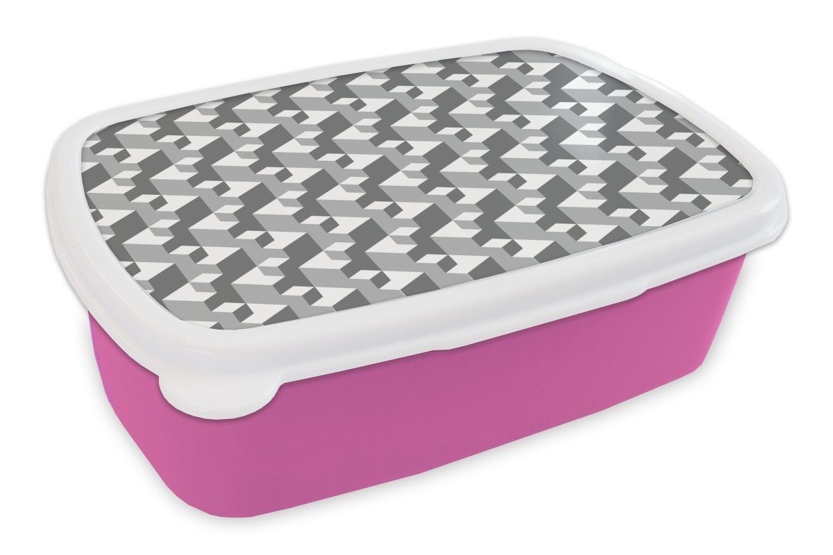 (2-tlg), Blöcke rosa Kunststoff Mädchen, Brotbox MuchoWow Brotdose Lunchbox für Erwachsene, 3D, Muster - Snackbox, - Kinder, Kunststoff,