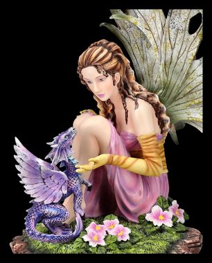 Figuren Shop GmbH Fantasy-Figur Elfenfigur Finar mit kleinem Drachen - Fantasy Dekofigur Drachenfigur