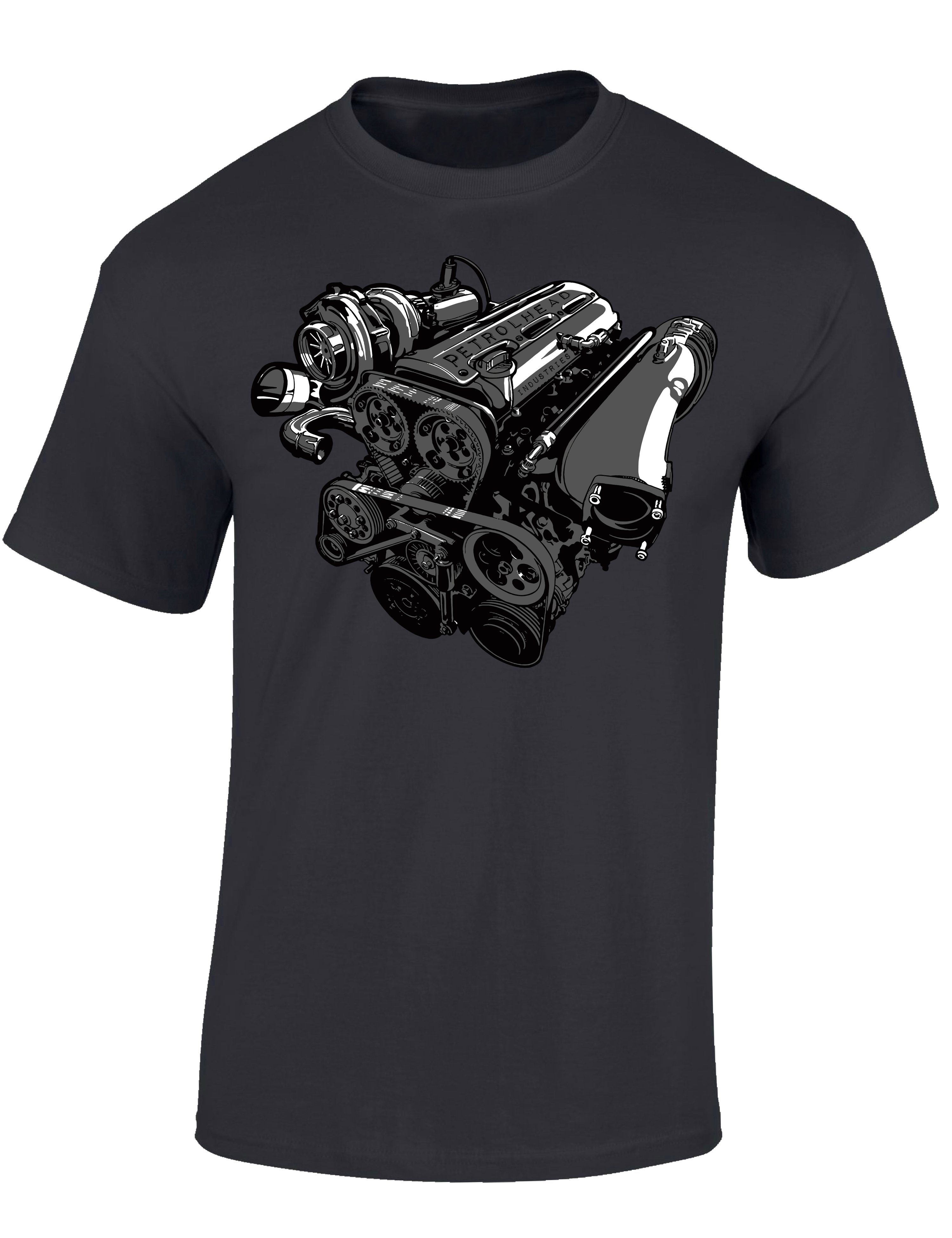 Baddery Print-Shirt Auto T-Shirt: "3 Liter Twin Turbo Motor" - Motorsport Tuning Autofans, hochwertiger Siebdruck, auch Übergrößen, aus Baumwolle