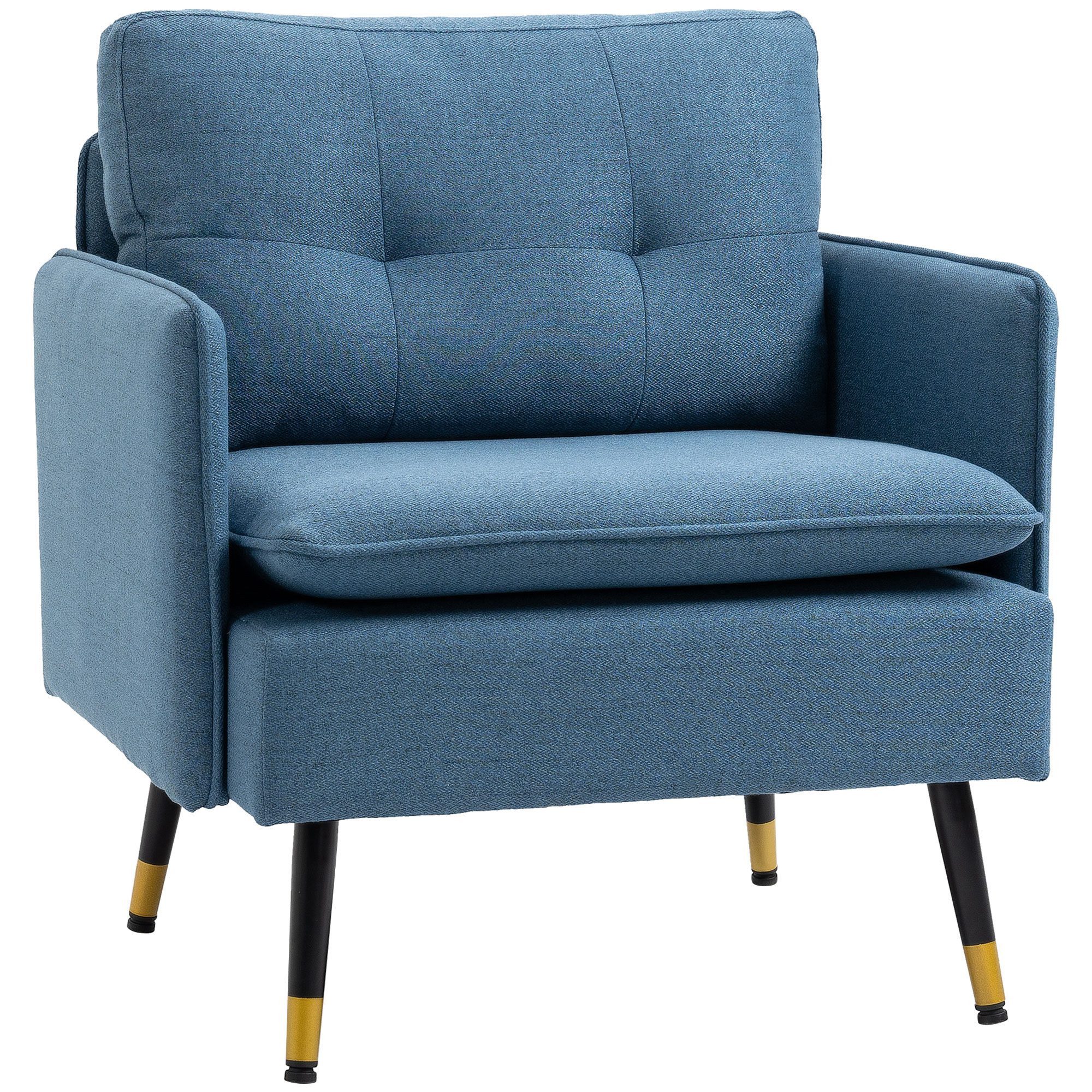 HOMCOM Sofa mit Kissen, Leinenoptik, Stahlbeine, günstig online kaufen