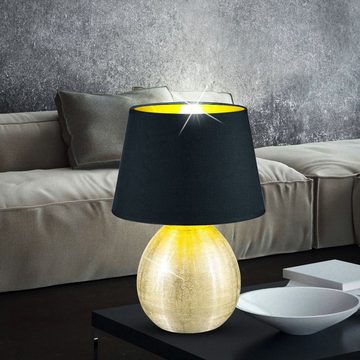 etc-shop Tischleuchte, Leuchtmittel nicht inklusive, Nachttischleuchte schwarz Tischlampe Wohnzimmer Keramik