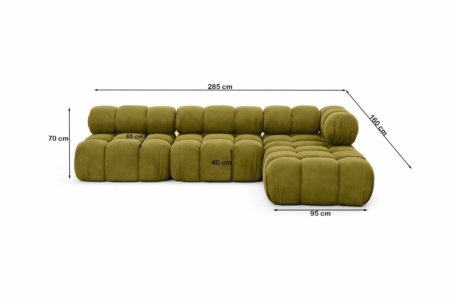 Kaiser Möbel Ecksofa L-form, Wohnlandschaft für Wohnzimmer, Stoff Salvador, Selia, modernes L-Design,weiche, abgerundete Form,Selia-Modulen