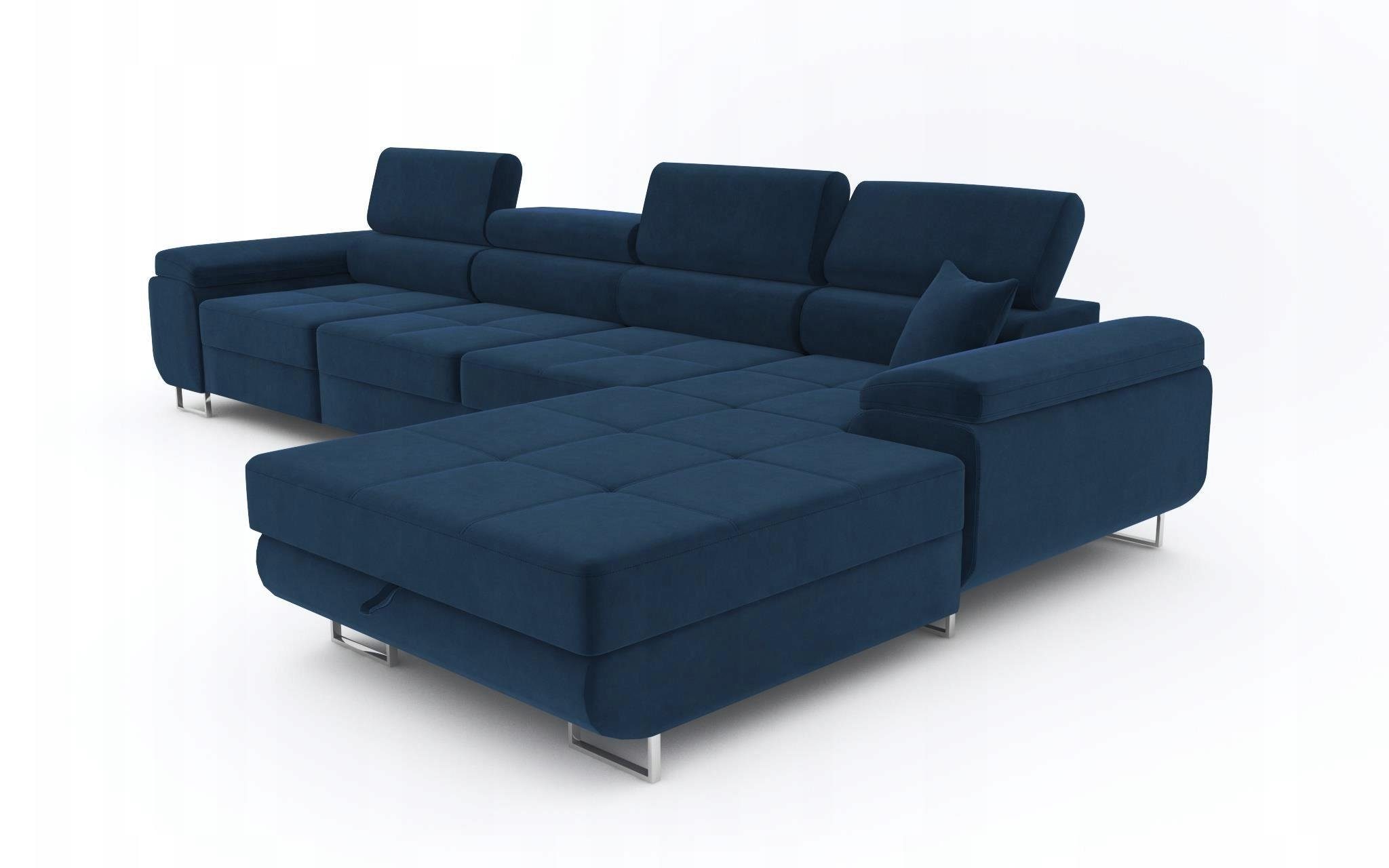 Beautysofa Marineblau Bettkasten, verstellbare Wellenfedern Schlafecke, MAXI, (monolith ALONS Bettfunktion, 77) Polsterecke Kopfstützen,