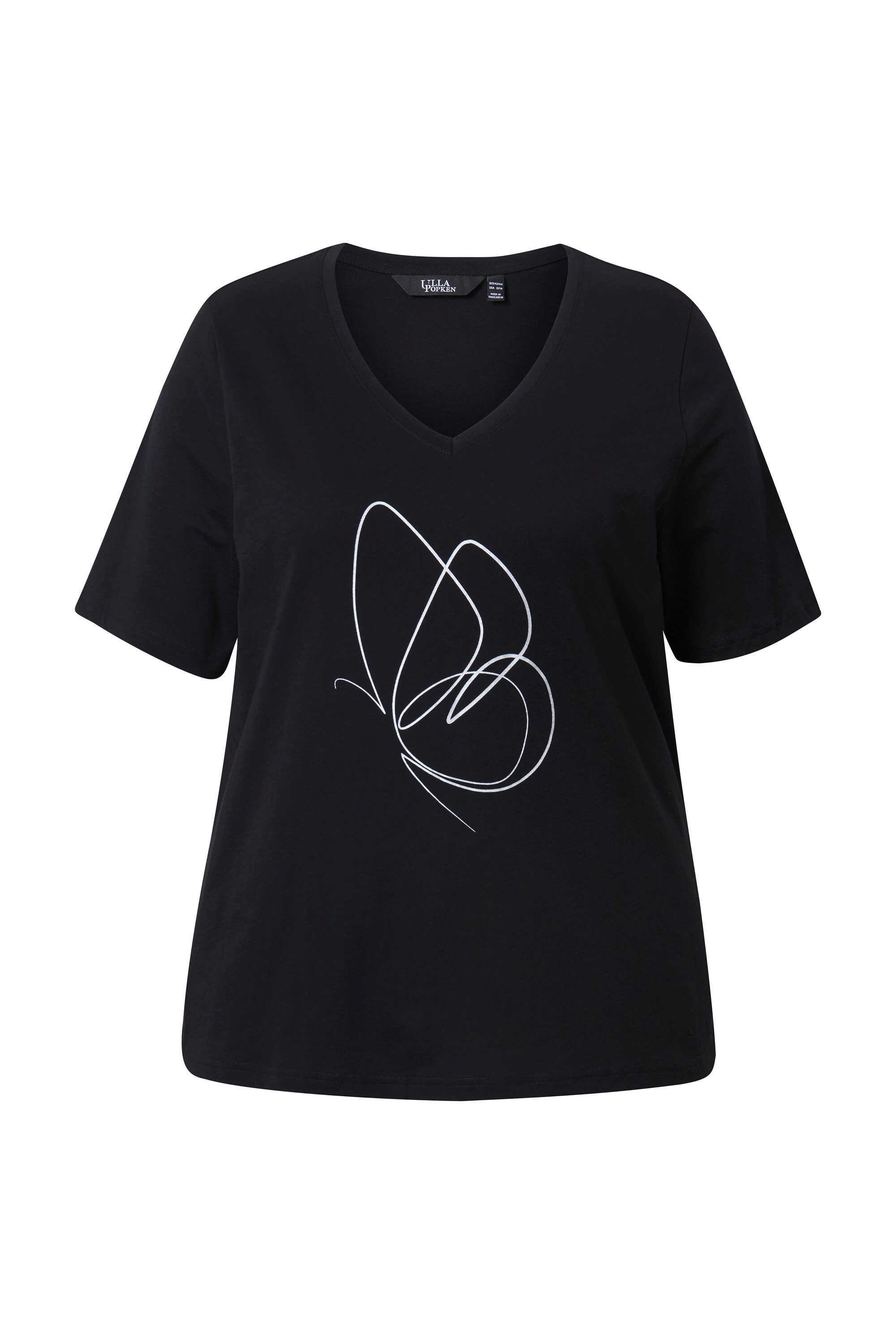 Ulla Popken T-Shirt T-Shirt Metallic-Tiermotiv V-Ausschnitt günstig online kaufen