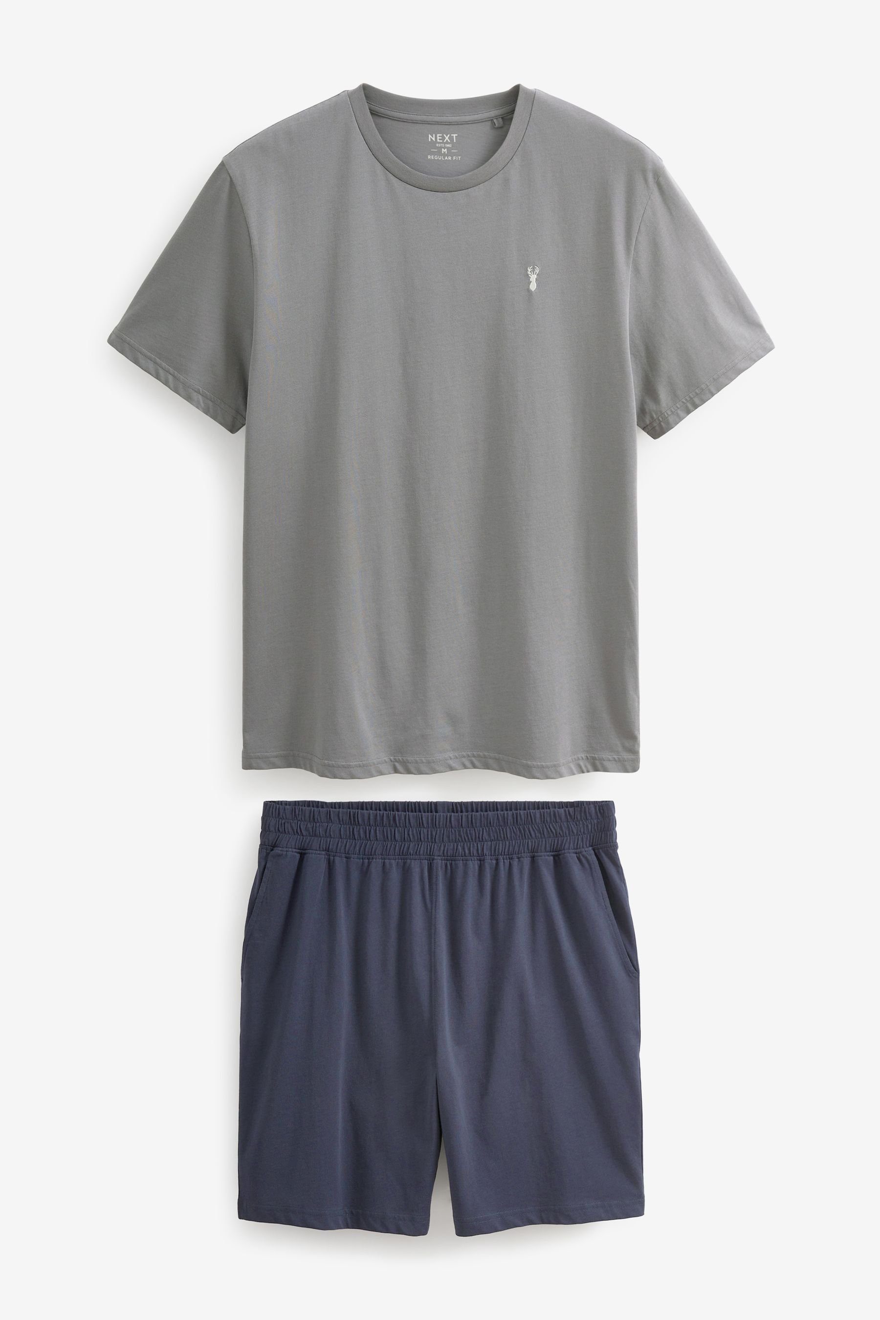 mit tlg) Shorts Next Grey/Black Pyjama Slate (2 Jersey-Schlafanzug
