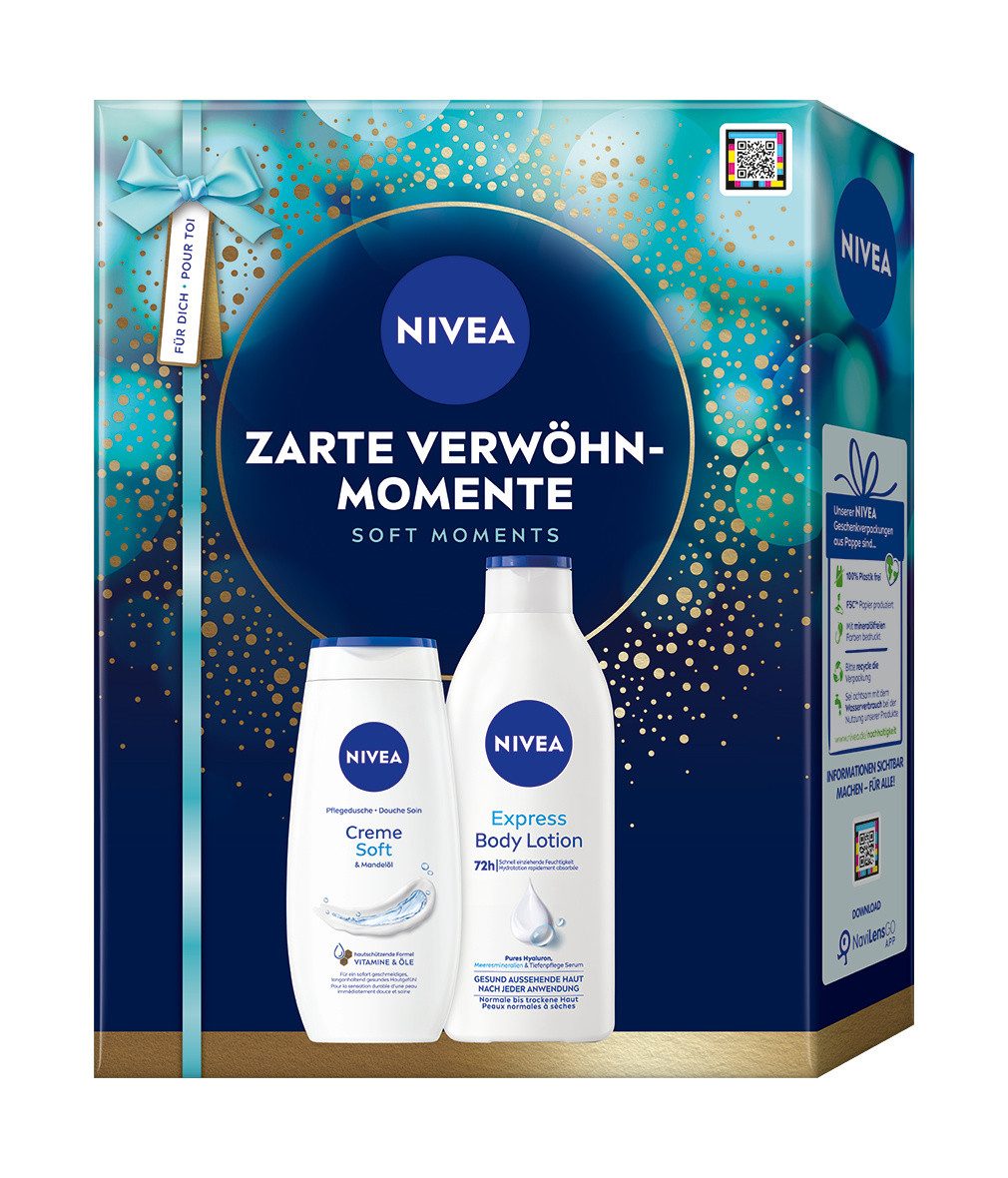 Nivea Hautpflege-Set Zarte Verwöhn-Momente 2025 2 x Geschenkset Body Lotion Soft Creme, 2-tlg.