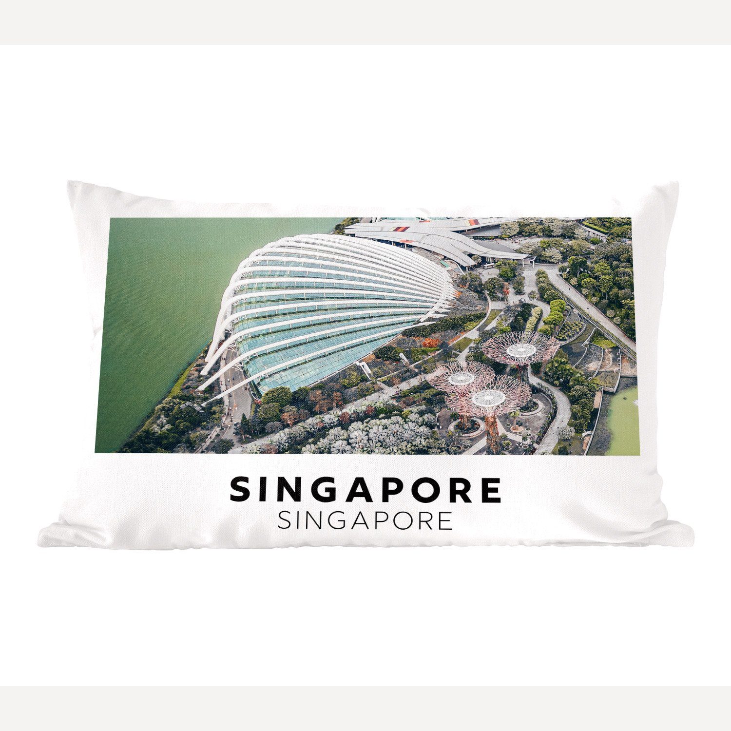 Schlafzimmer - Dekokissen Dekoration, Wasser - Füllung, Wohzimmer Zierkissen, Singapur mit MuchoWow Architektur, Dekokissen