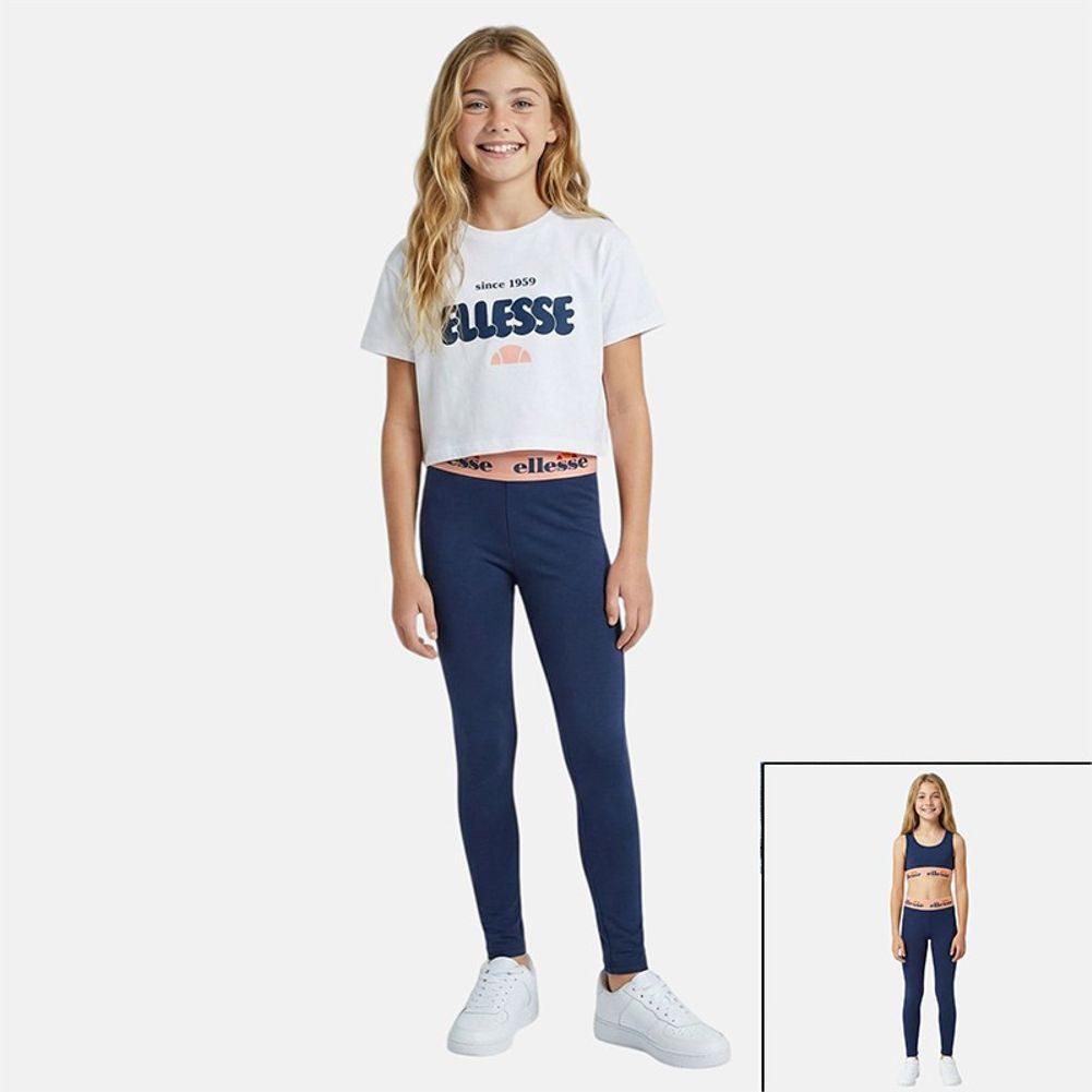 Ellesse Sportanzug Ellesse Mädchen Sportanzug 3 Teile Leggings, Top (Set, T-Shirt+Sport Leggings+Bustier), Mädchen Sportset 3 Teilig