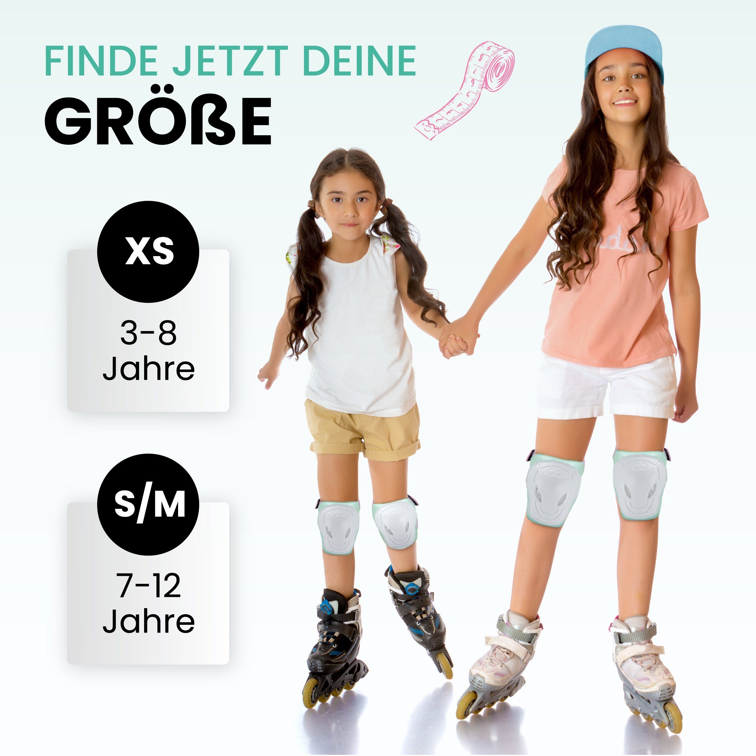 99FLIPS Protektoren-Set Inliner Schoner Kinder Protektoren Schützer Set mit Knieschoner (Skateboard Schutzausrüstung Geschenke für Kinder, 6-tlg., Knieschützer  – Bild 5 von 5