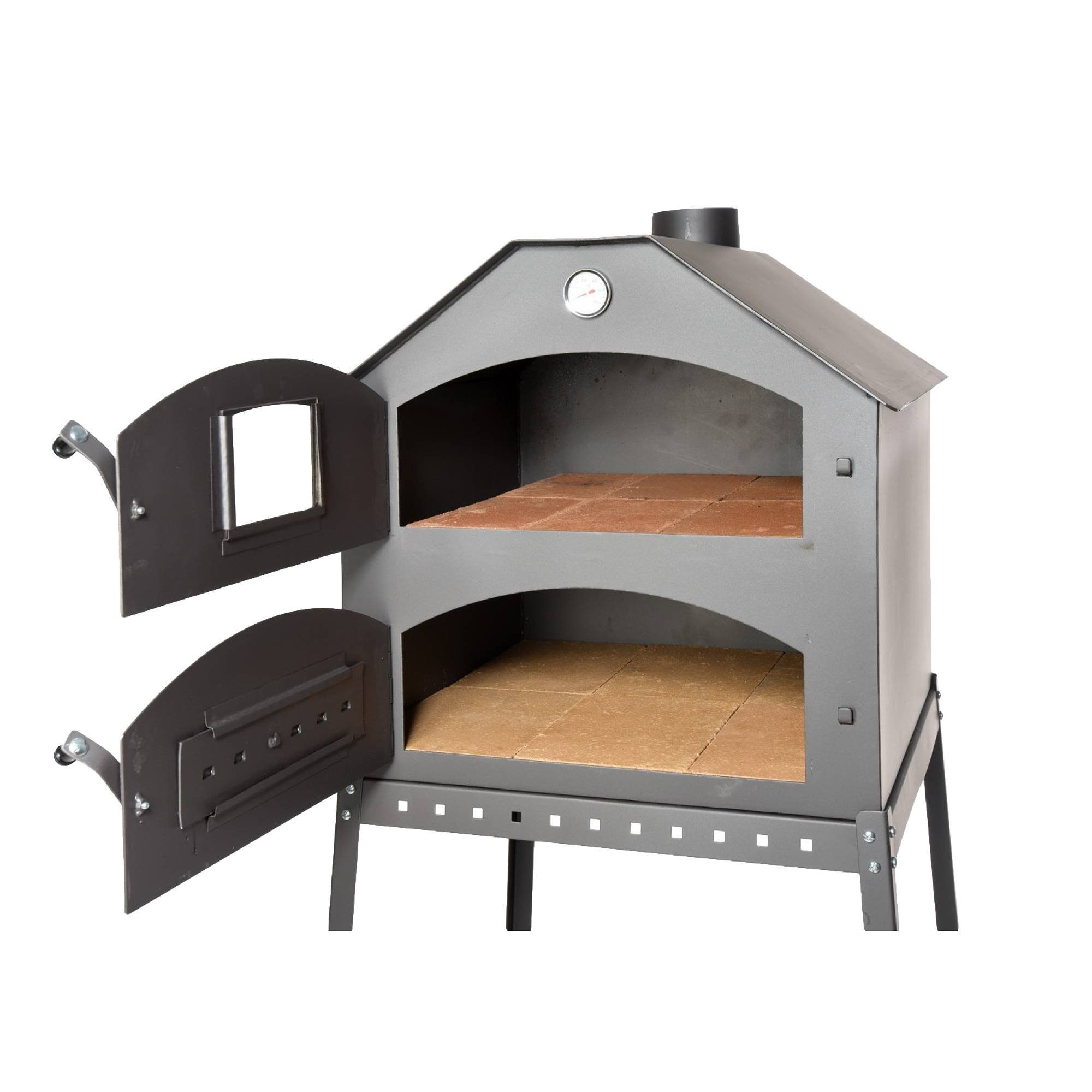 acerto® Pizzaofen Profi Pizzaofen Garten – 64x63x68cm Schamott-Stein Pizza-Backofen