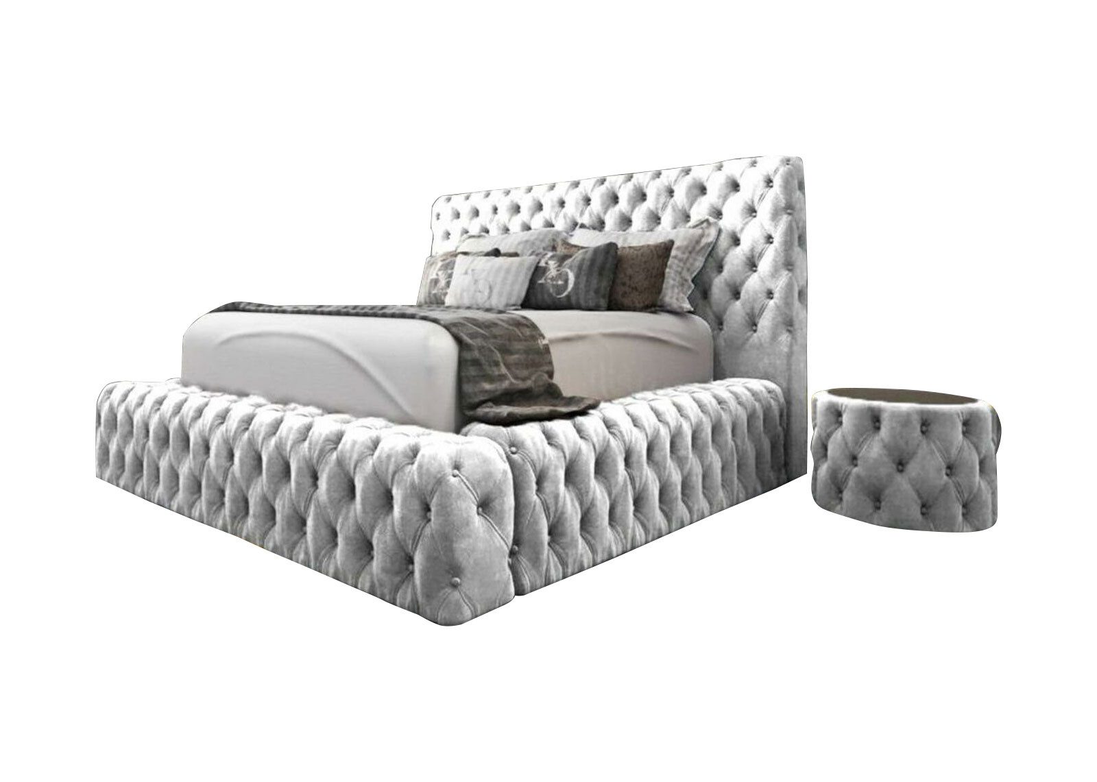 JVmoebel Boxspringbett Chesterfield Boxspringbett in Braun mit eleganter Textiloberfläche, Made in Europa