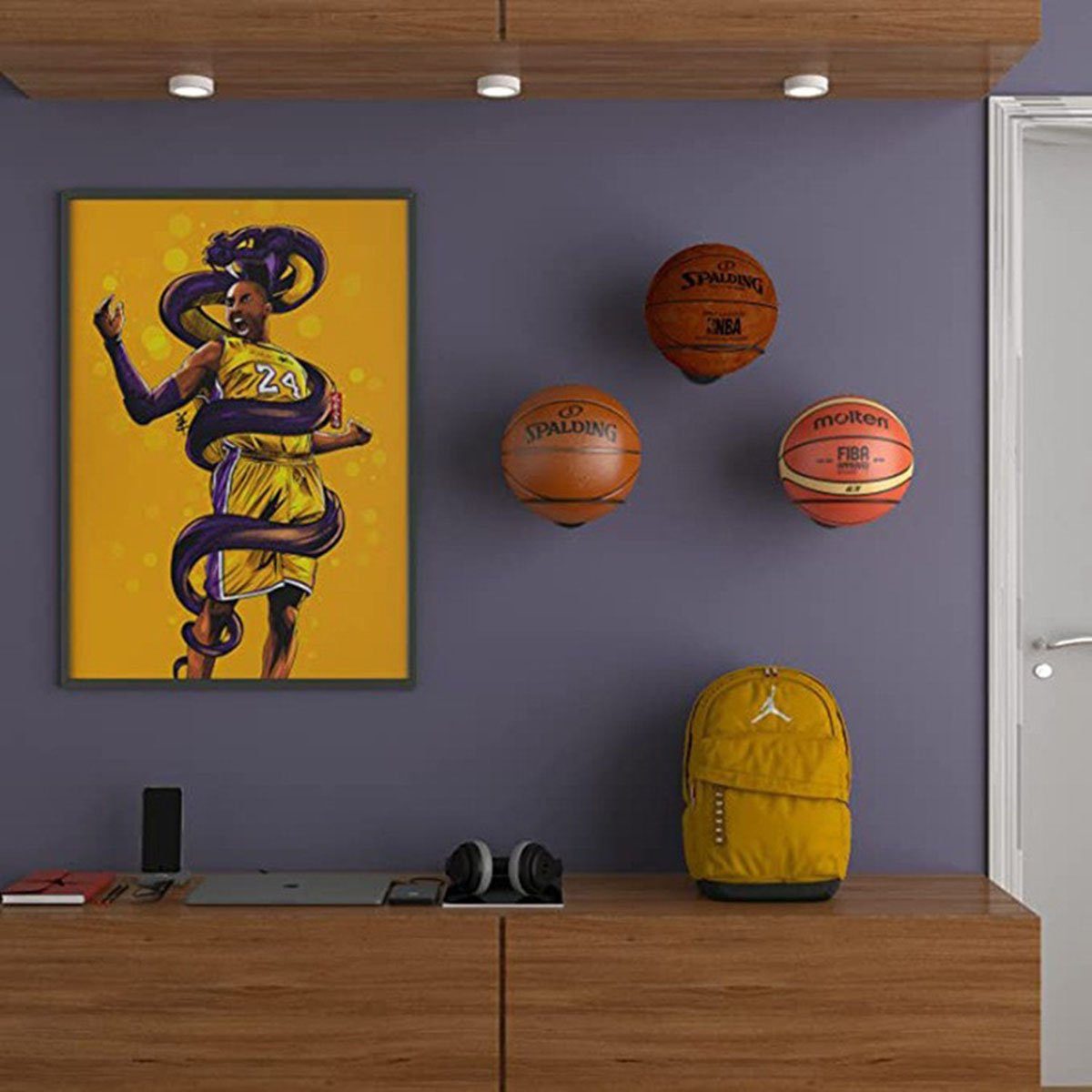 Montiert Basketballständer Wandhalterung CTGtree Rack 2 (2-St) Ball Stücke Ball Wandhalterung