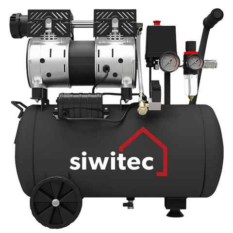 siwitec Kompressor Flüsterkompressor mit 750W, 24L Kessel, 67dB, ölfrei, 8bar, Druckluft, 750 W, max. 8,00 bar, 24,00 l, Intertek GS-Verifizierung, 550 W, 8 bar Arbeitsdruck, Stahl-Tank