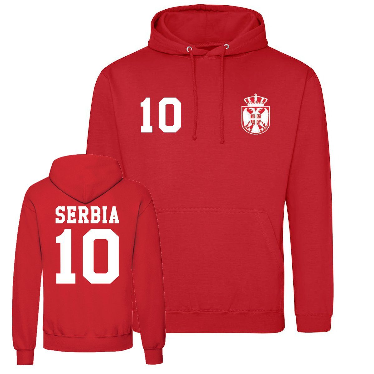 Kapuzenpullover Serbien Herren Hoodie Pullover im Fußball Trikot Look