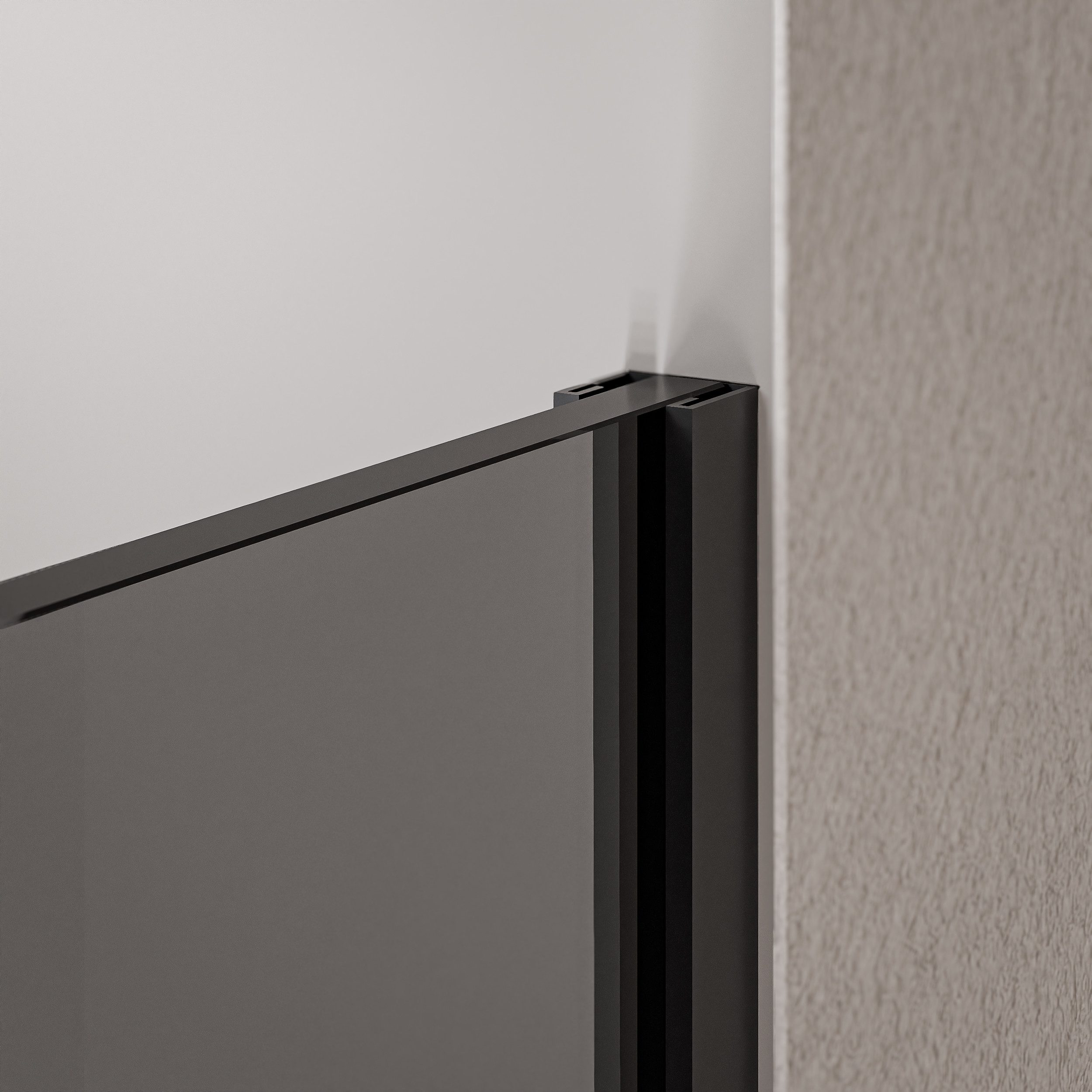Bernstein Walk-in-Dusche EX102, Einscheibensicherheitsglas (ESG), (1 tlg., Ohne Bodenprofil), Graues Glas, 10 mm, Ohne Bodenprofil, Profil Schwarz matt