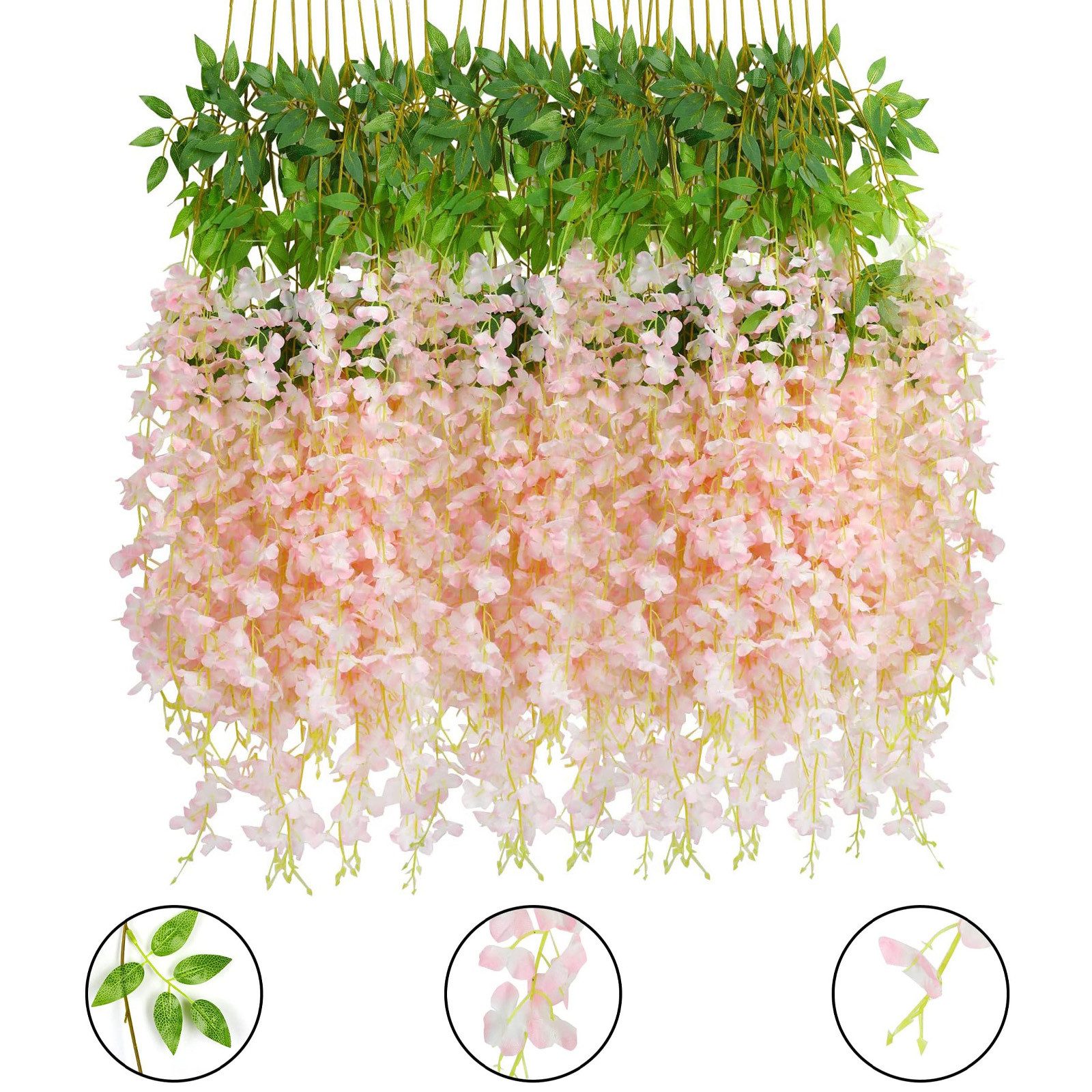 Kunstblumenstrauß 12er-Set Künstliche Glyzinien Blumenranken Deko günstig online kaufen