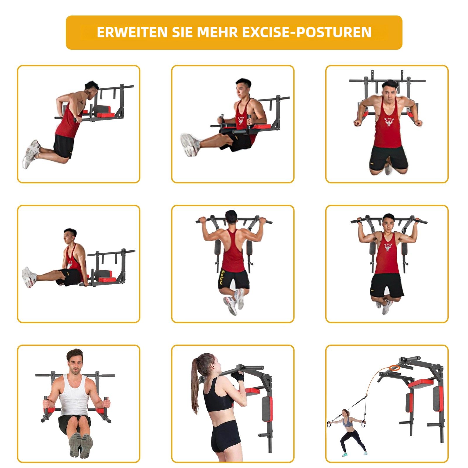TLGREEN Klimmzugstange zur Wandmontage, Multifunktionale Pull-Up-Bar (Trainingsstange Dip-Station für das Training zu Hause), Power Tower Trainingsgewicht bis zu 200kg