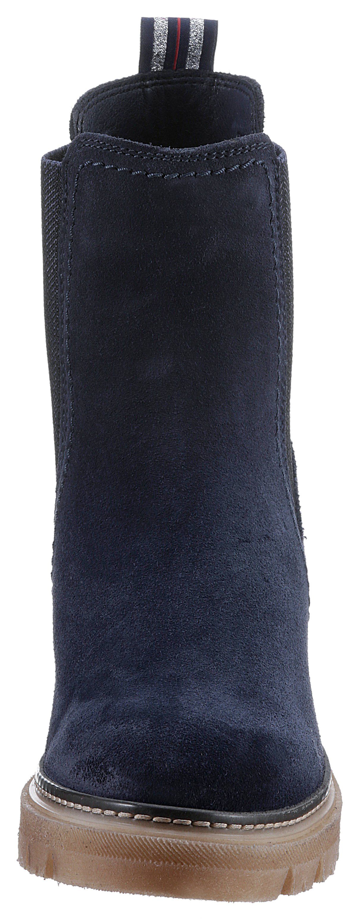 trendigen dunkelblau Tamaris mit Panna Streifenbesatz Stiefelette
