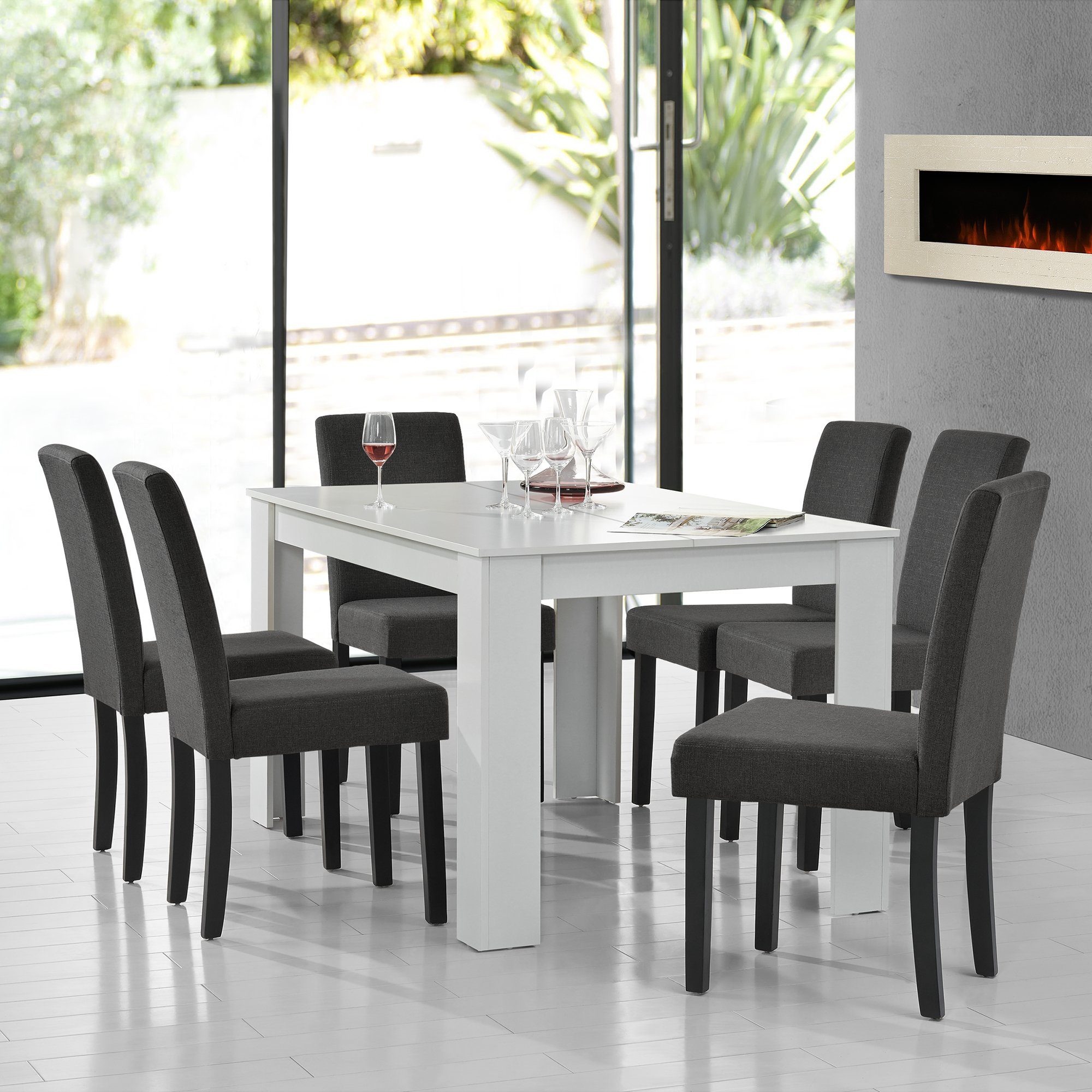 en.casa Essgruppe, (Set, 7-tlg., Esstisch mit günstig online kaufen
