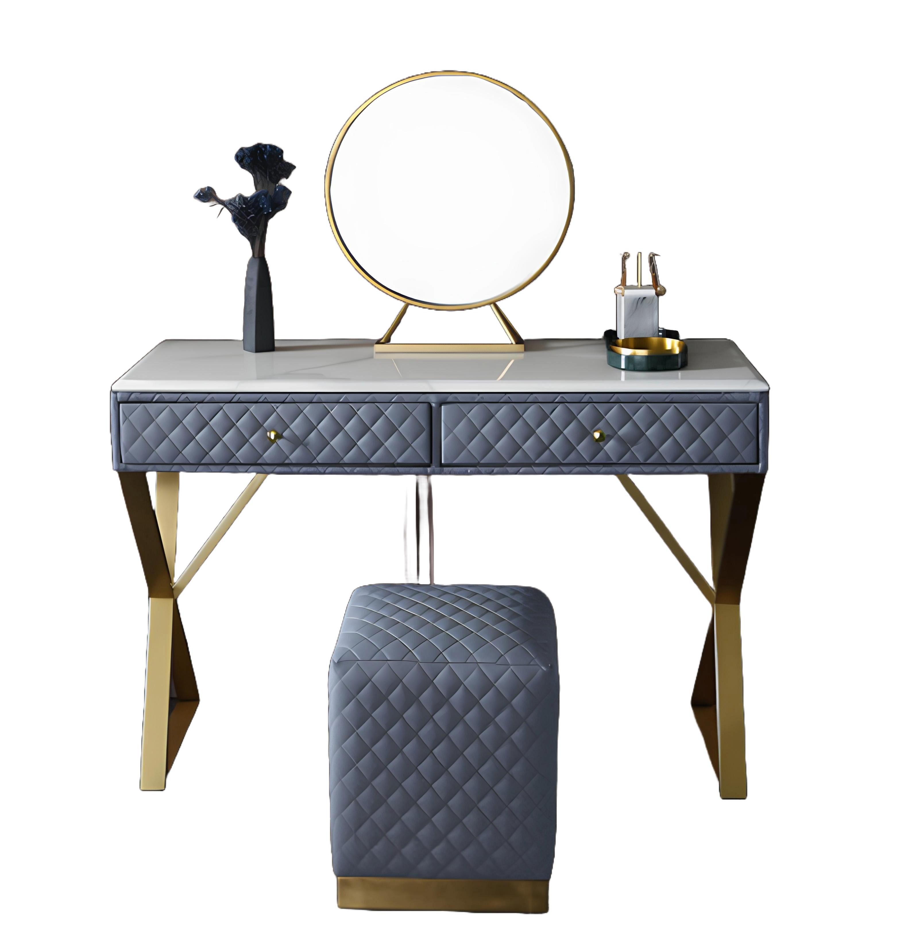 Schminktisch Make-up-Tisch Konsole für Schlafzimmer aus Holz mit Spiegel Hocker