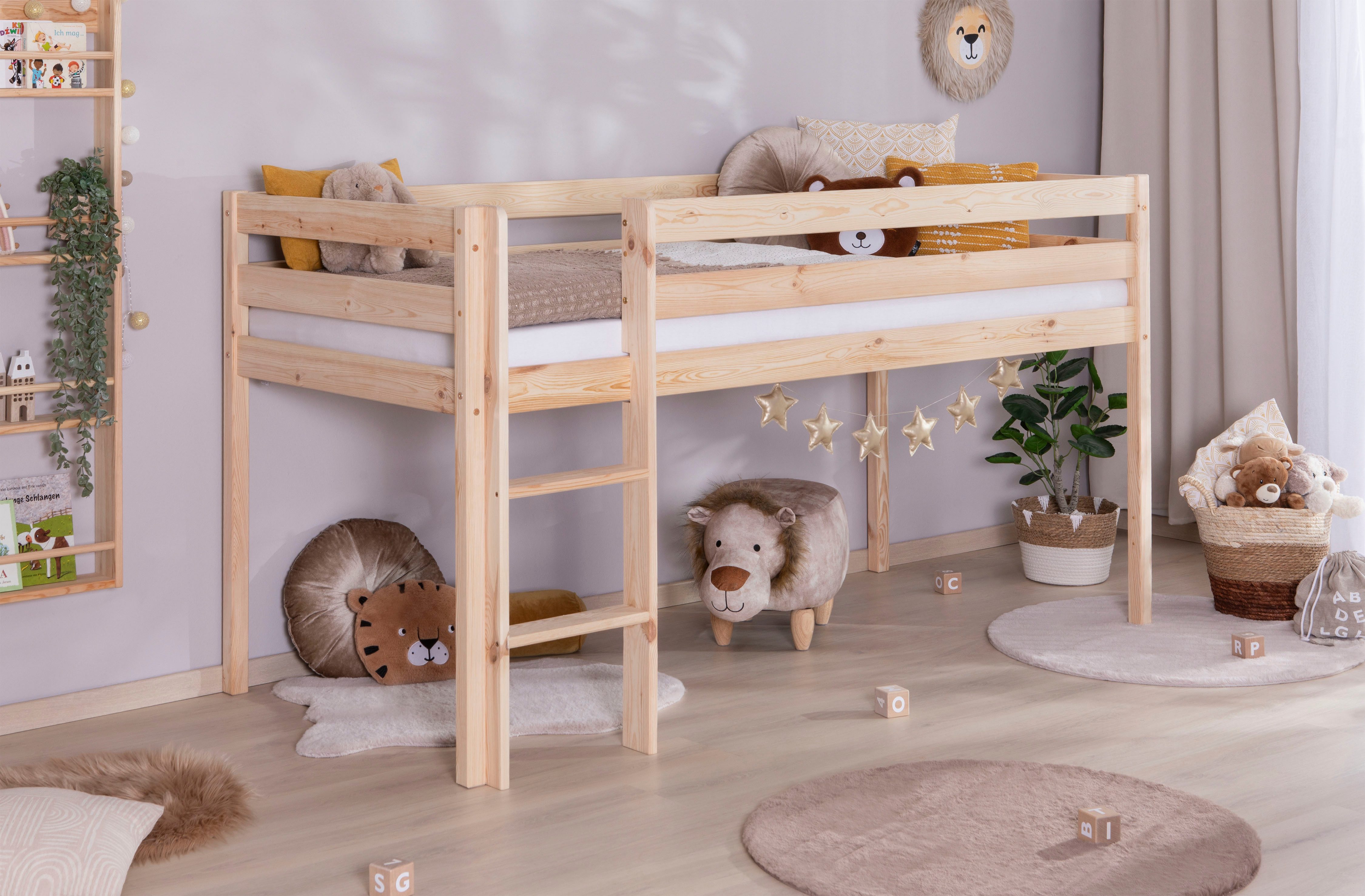 Ticaa Hochbett Malte, FSC®-zertifizierte Kiefer (90x200cm Liegefläche, Höhe günstig online kaufen