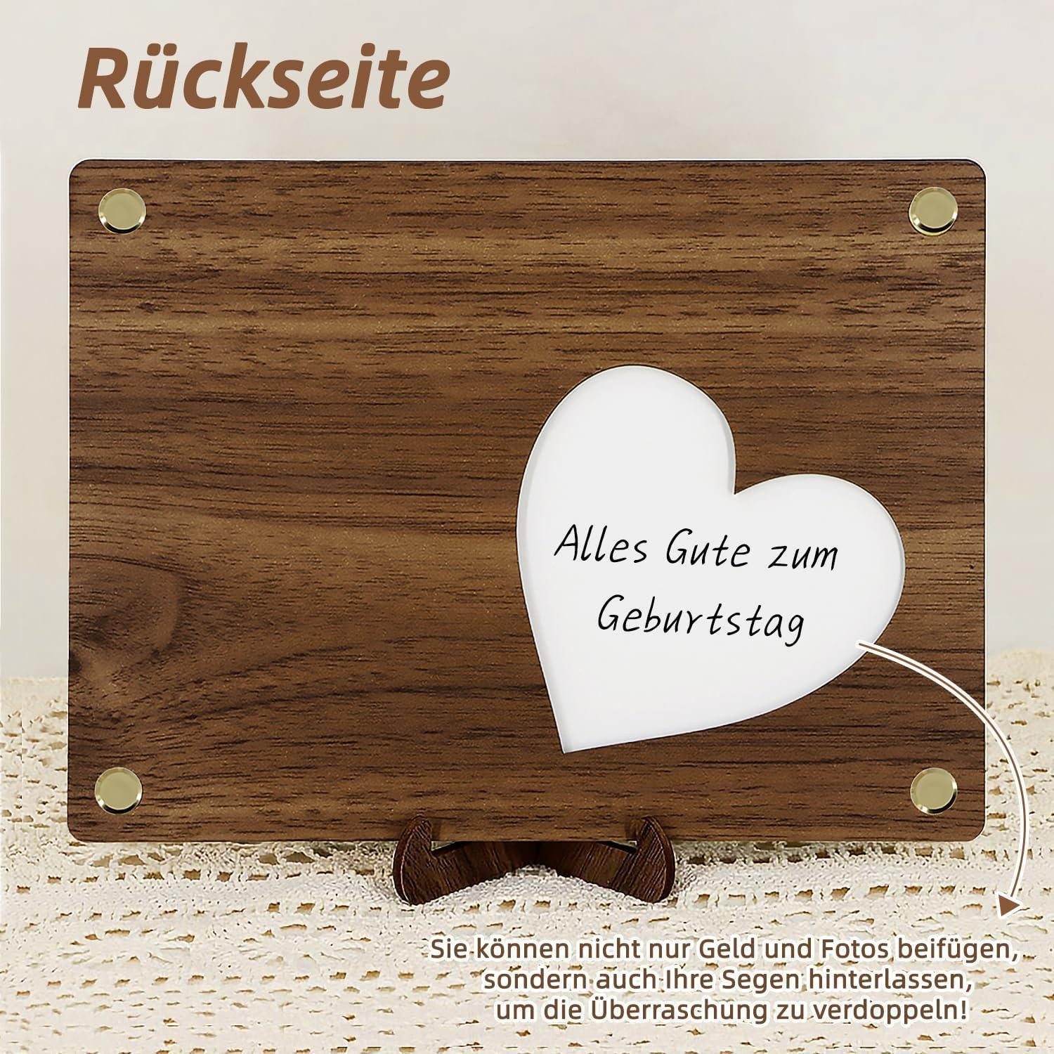 LuxusKollektion Geschenkbox DIY Geldgeschenk Happy Birthday Holzverpackung Geldkarte Kerzen