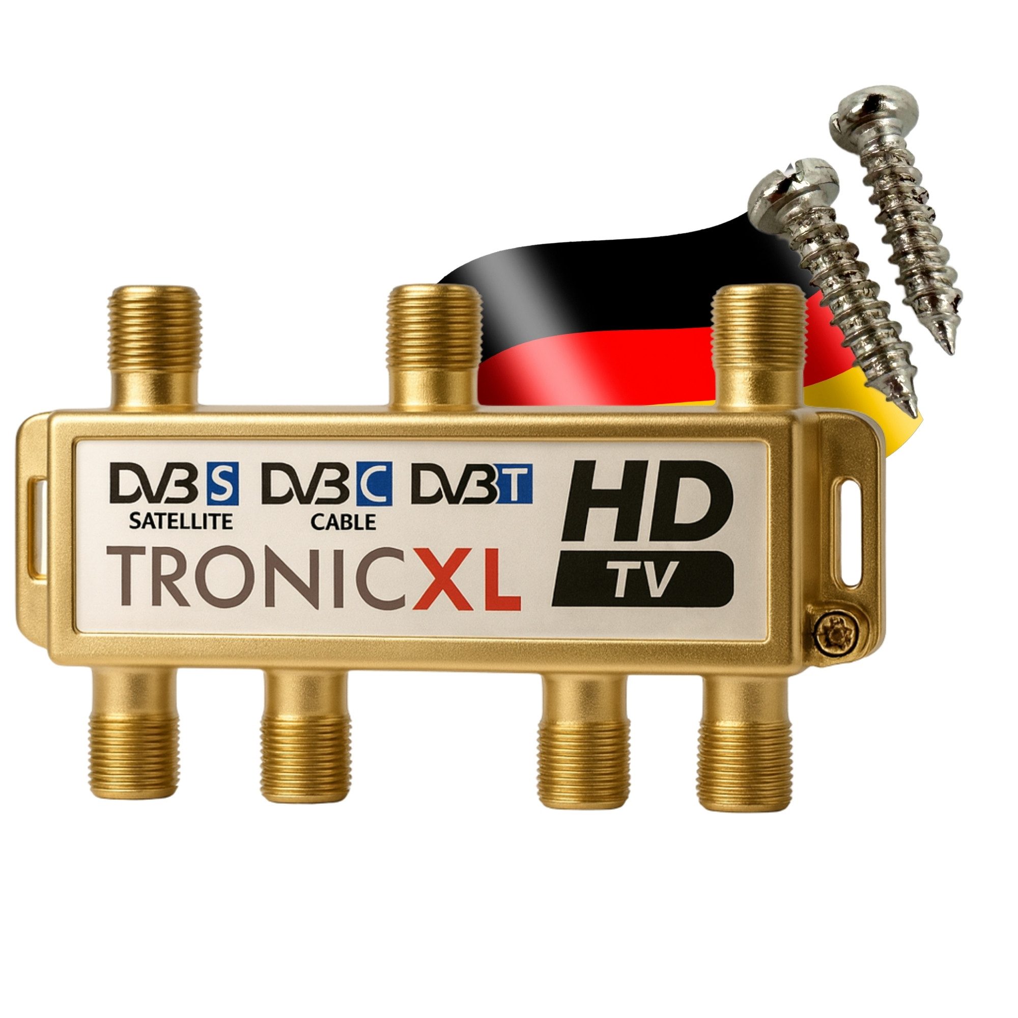 TronicXL SAT-Verteiler 6-fach Sat Splitter Antennen Verteiler Kabelfernsehen DVBC 3D 4K HD