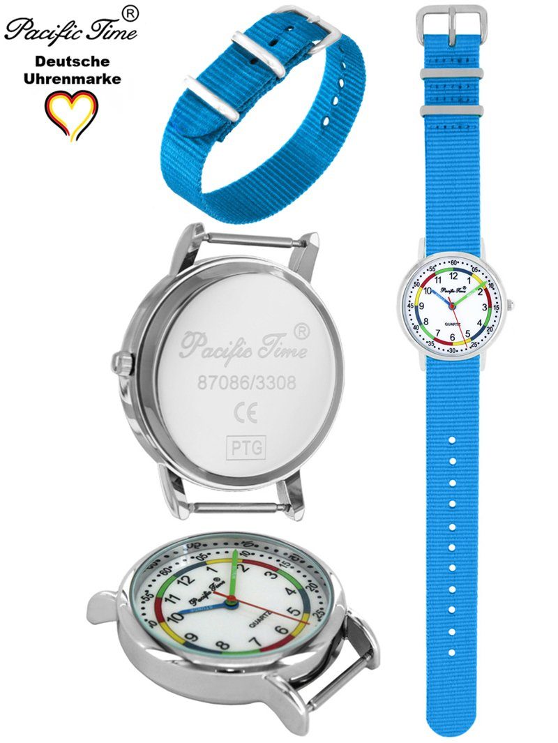 Versand und Gratis Kinder hellblau Lernuhr - Wechselarmband, Design Time First Mix Match Quarzuhr Armbanduhr nachhaltiges Pacific