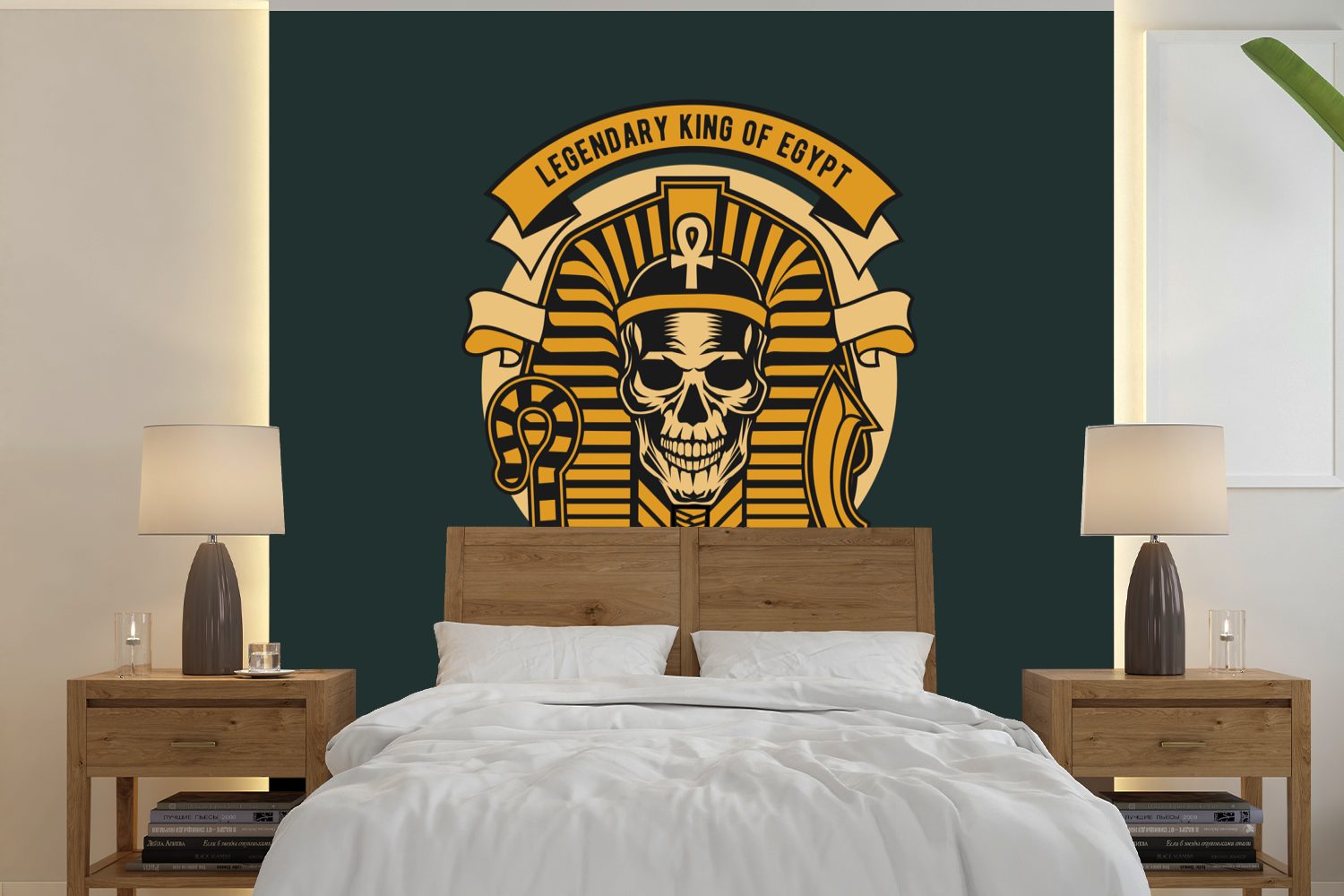 Schlafzimmer, Pharao Ägypten - Tapete oder für Vinyl Wandtapete Wohnzimmer MuchoWow Skelett - Fototapete - Retro, bedruckt, Matt, St), (5