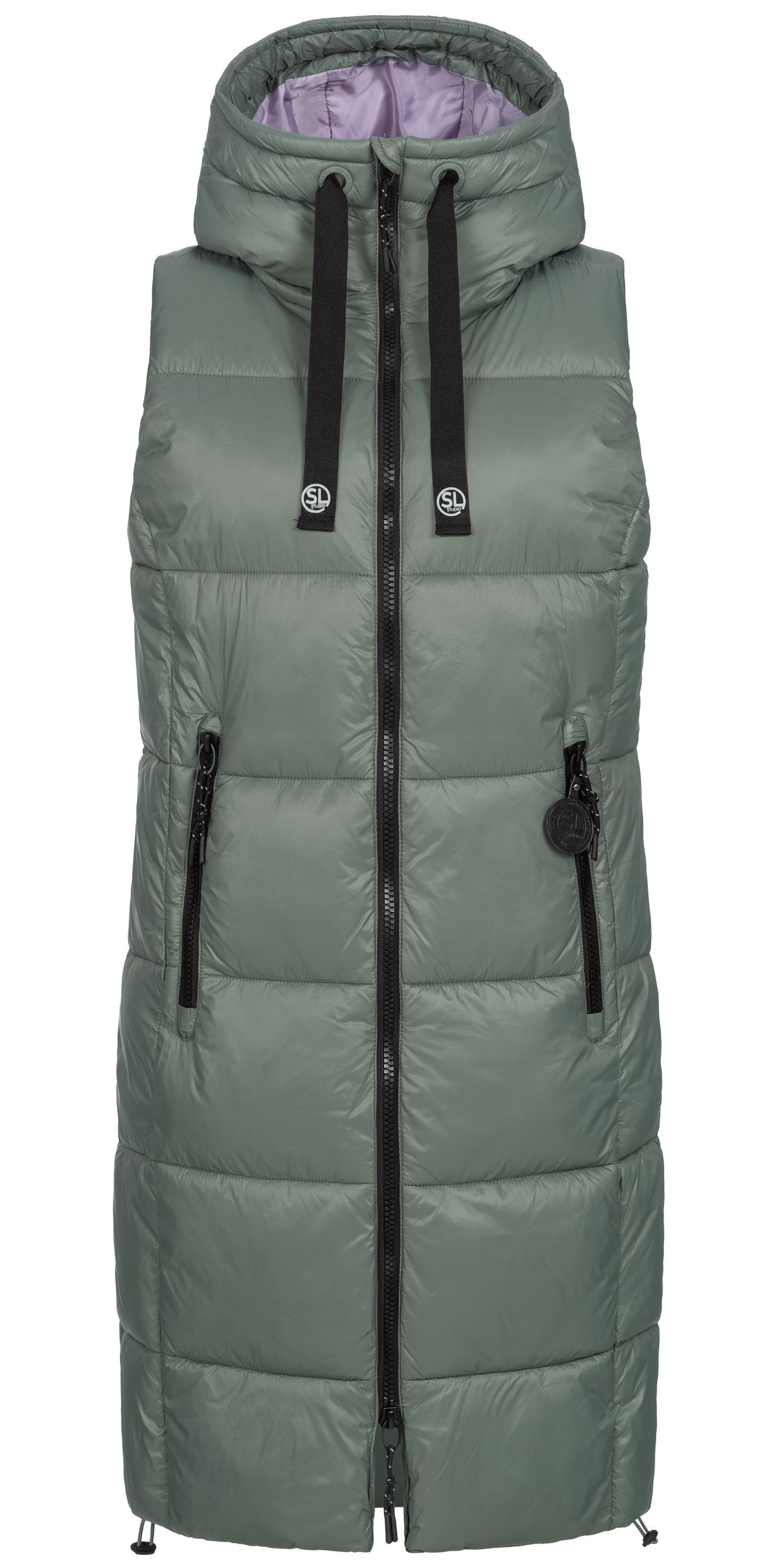 SUBLEVEL Steppweste Damen mit Kapuze Waistcoat lange Winter Weste Bodywarmer Waistcoat