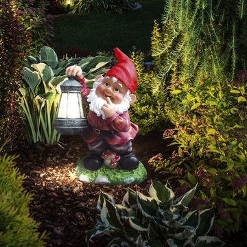 etc-shop LED Dekofigur, LED-Leuchtmittel fest verbaut, LED SOLAR Außen Steh Leuchte Garten Zwerg Hof Terrassen Deko Figur