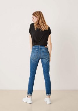 QS Stoffhose Jeans Catie / Slim Fit / Mid Rise / Slim Leg Label-Patch
