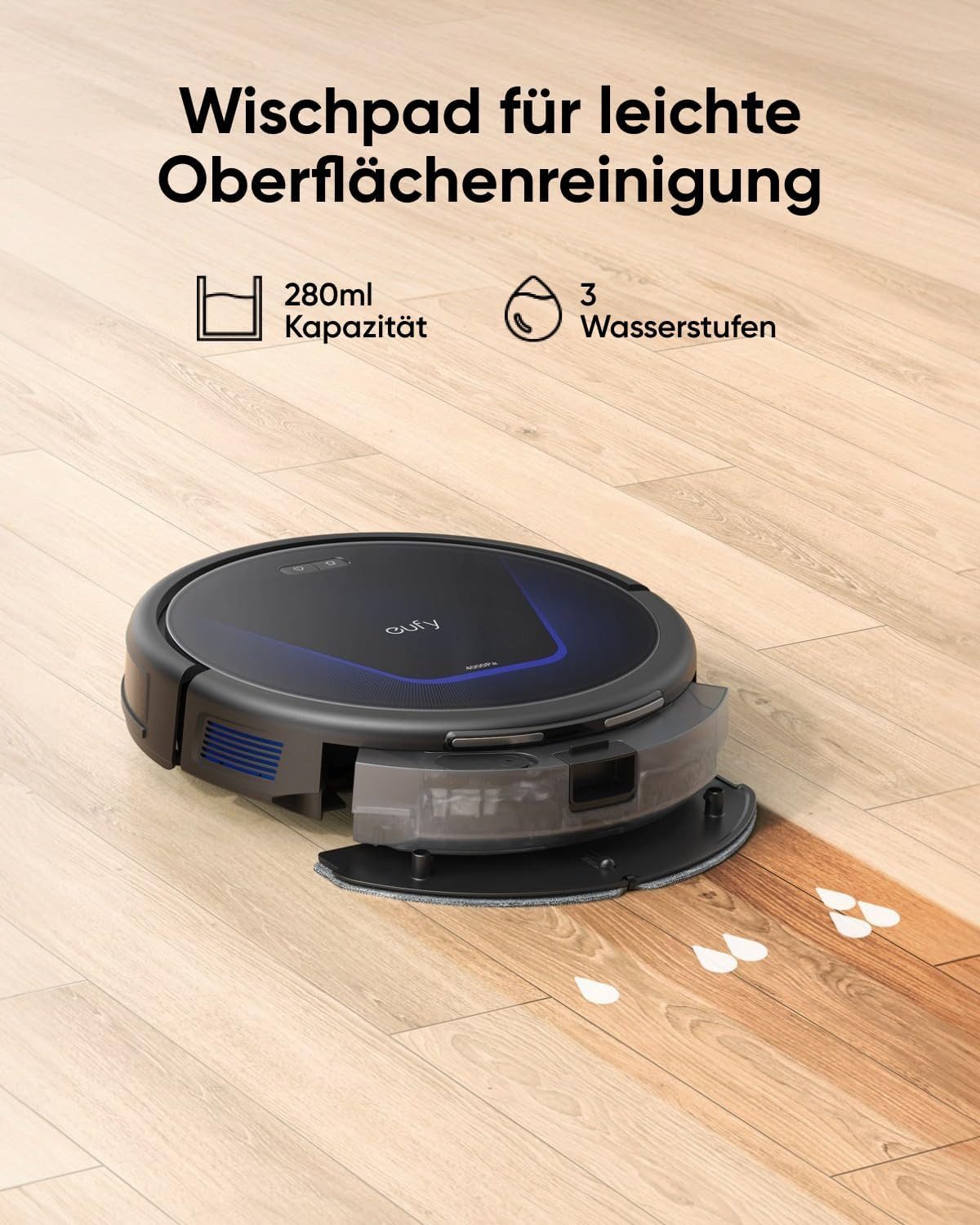 eufy Saugroboter G50 Hybrid, Saugroboter, 4.000Pa STARKE SAUGKRAFT, LEISE SAUBERKEIT, SELBSTREINIGENDE ROLLBÜRSTE,