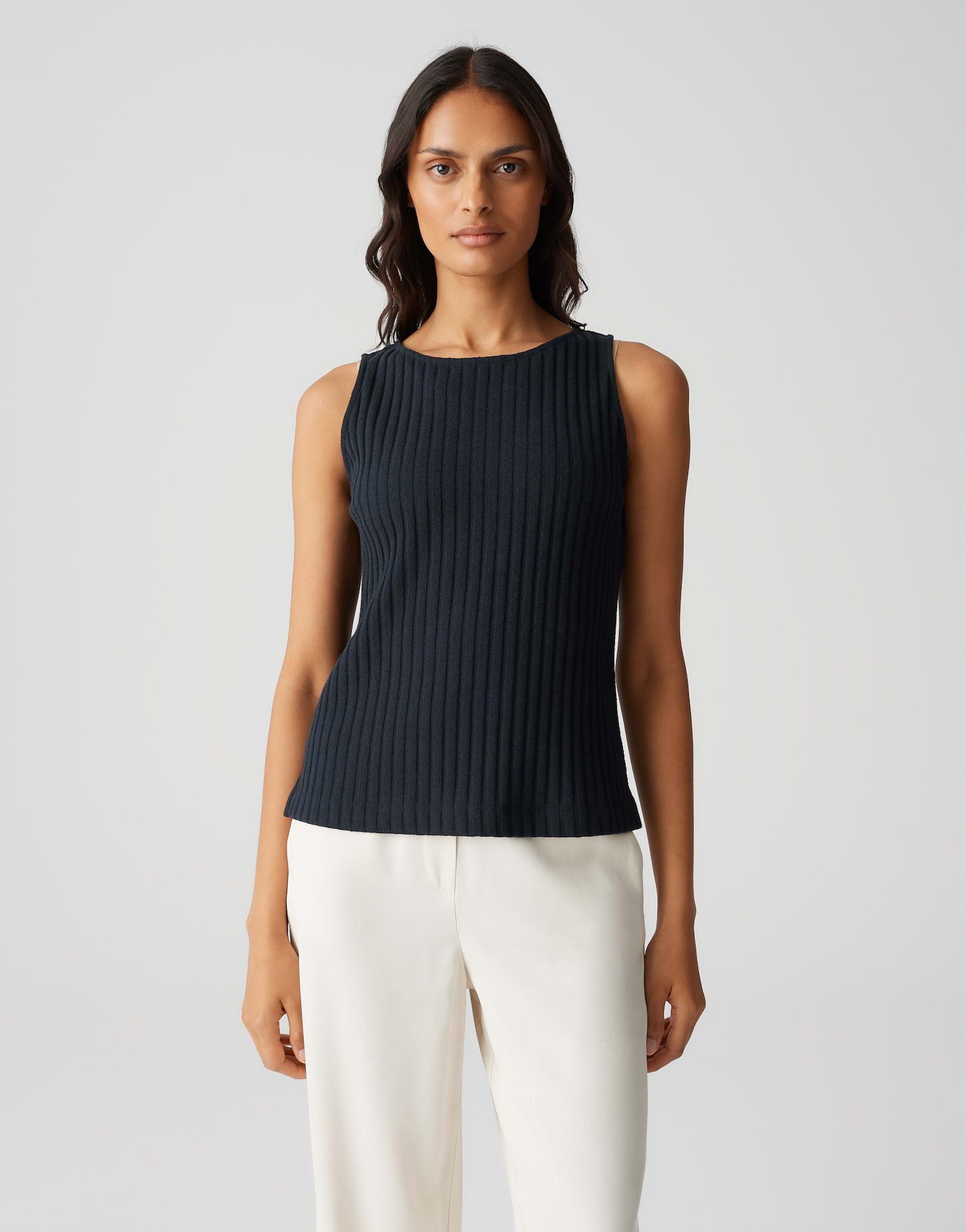 Shirttop IPOMA SLIT Regular in Rippstruktur