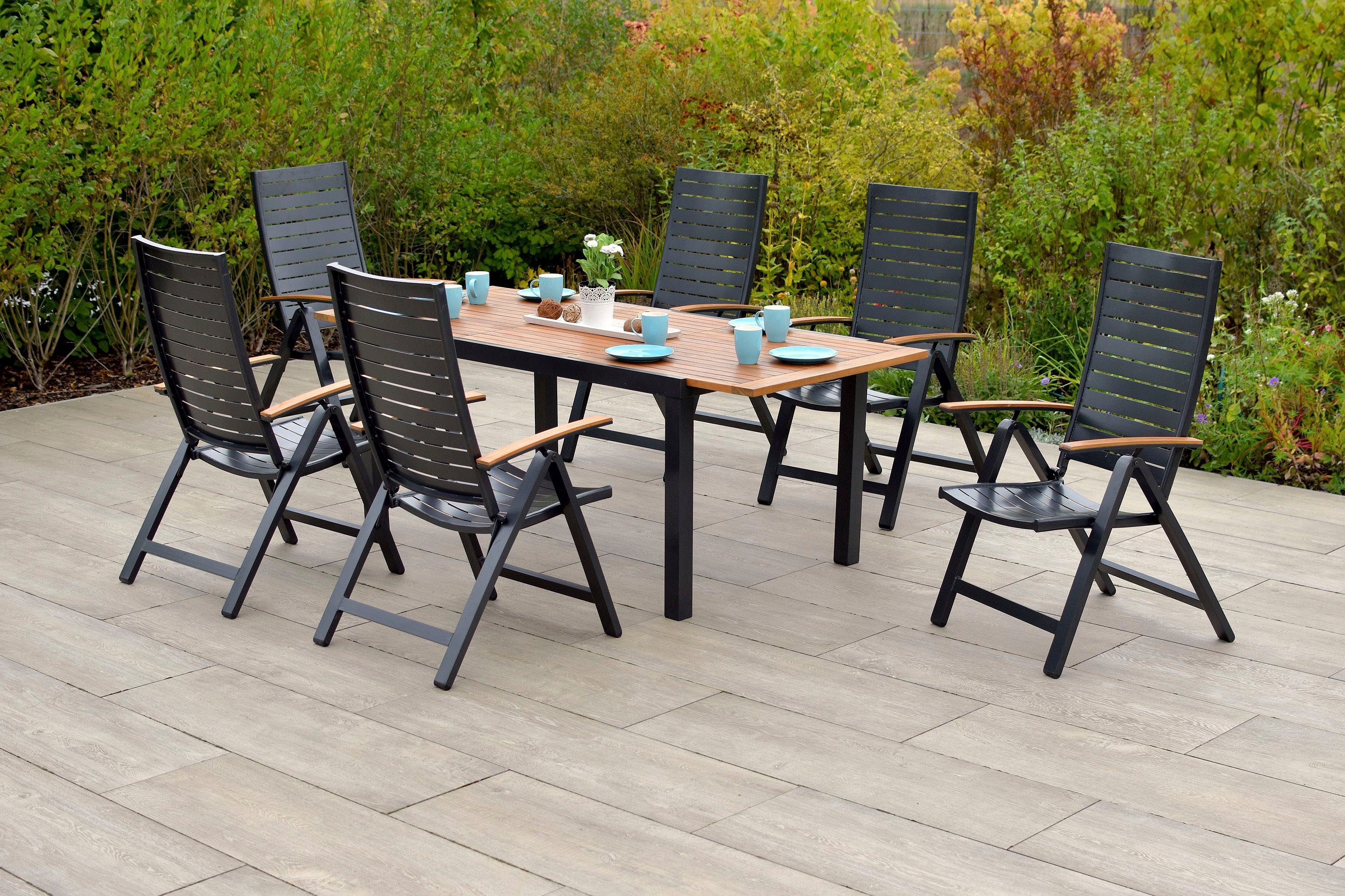 MERXX GartenEssgruppe Astros, (7tlg), Rückenlehne 5fach verstellbar