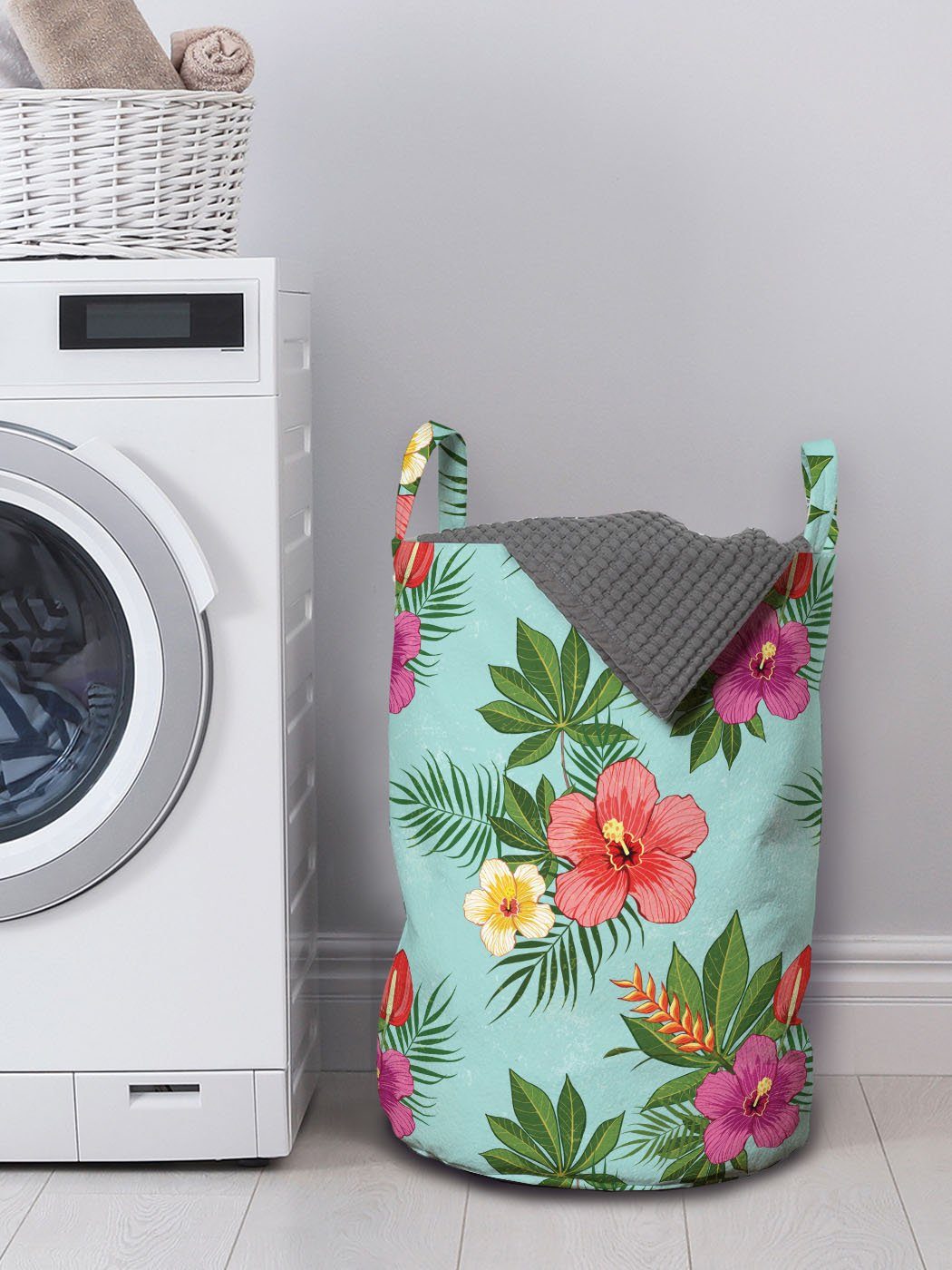 Abakuhaus Wäschesäckchen Wäschekorb Waschsalons, Griffen mit Hawaii Blooming Hibiscus Der Kordelzugverschluss für