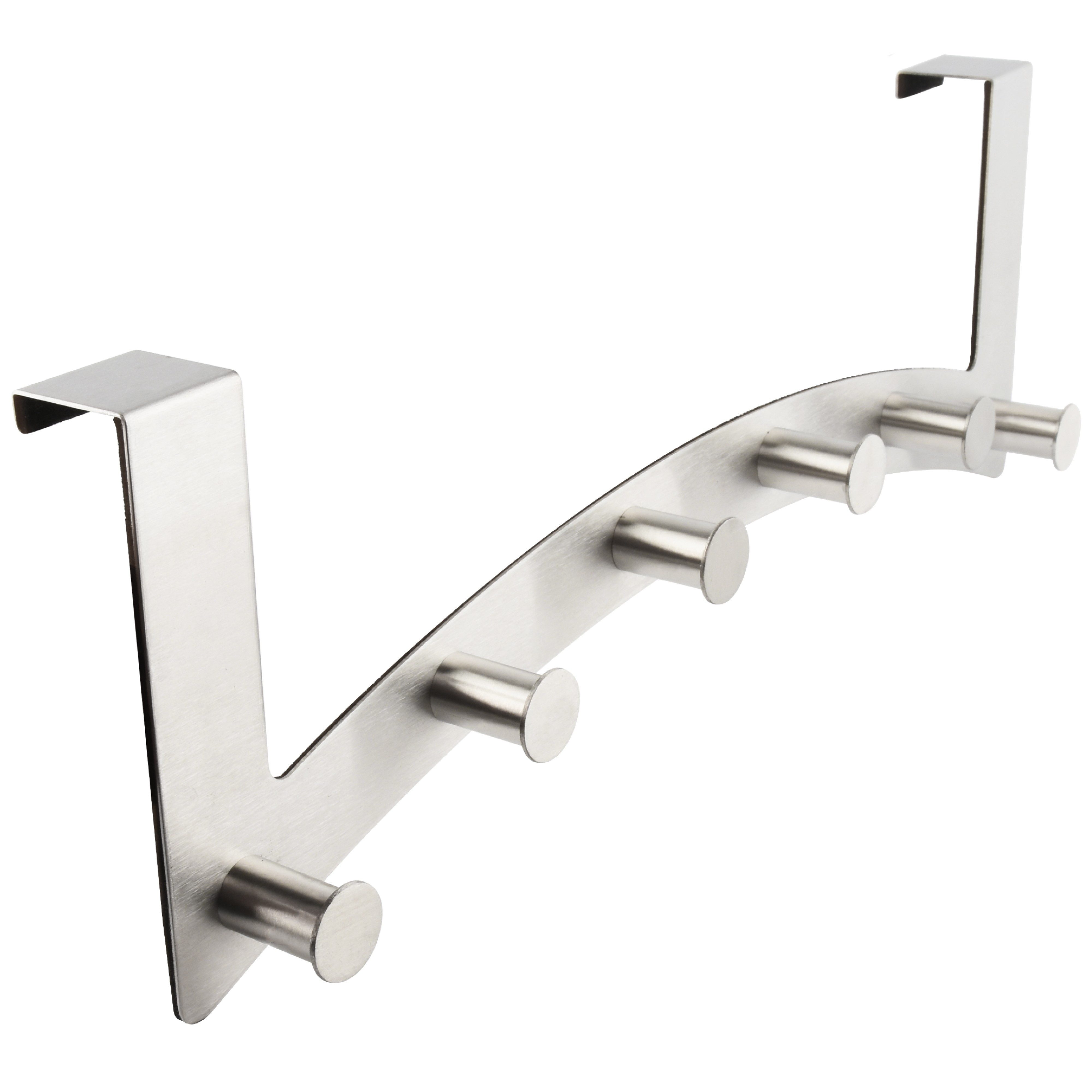 RICOO Garderobenleiste Tür Hakenleiste Hängegarderobe Türhakenleiste aus Stahl 6 Haken (1-er Set / 1 Stk. MH027S-6, 1 St., Türgarderobe Garderobenhaken Tür Hakenleiste Platzsparende Garderobe), Garderobe ohne Bohren Kleiderhaken Tür bis max 18mm Türbreite