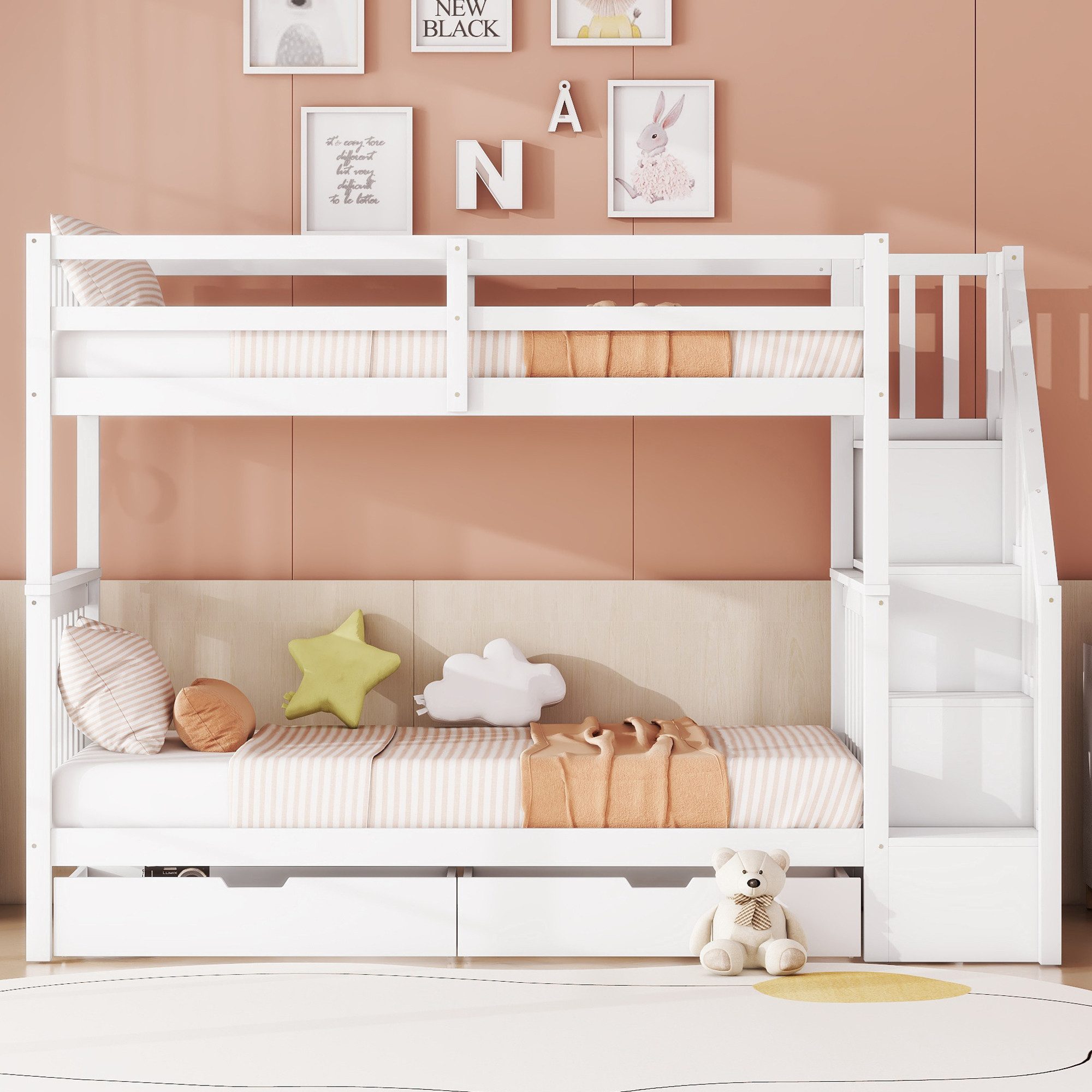 Flieks Etagenbett, Kinderbett Hochbett 90x200cm mit günstig online kaufen