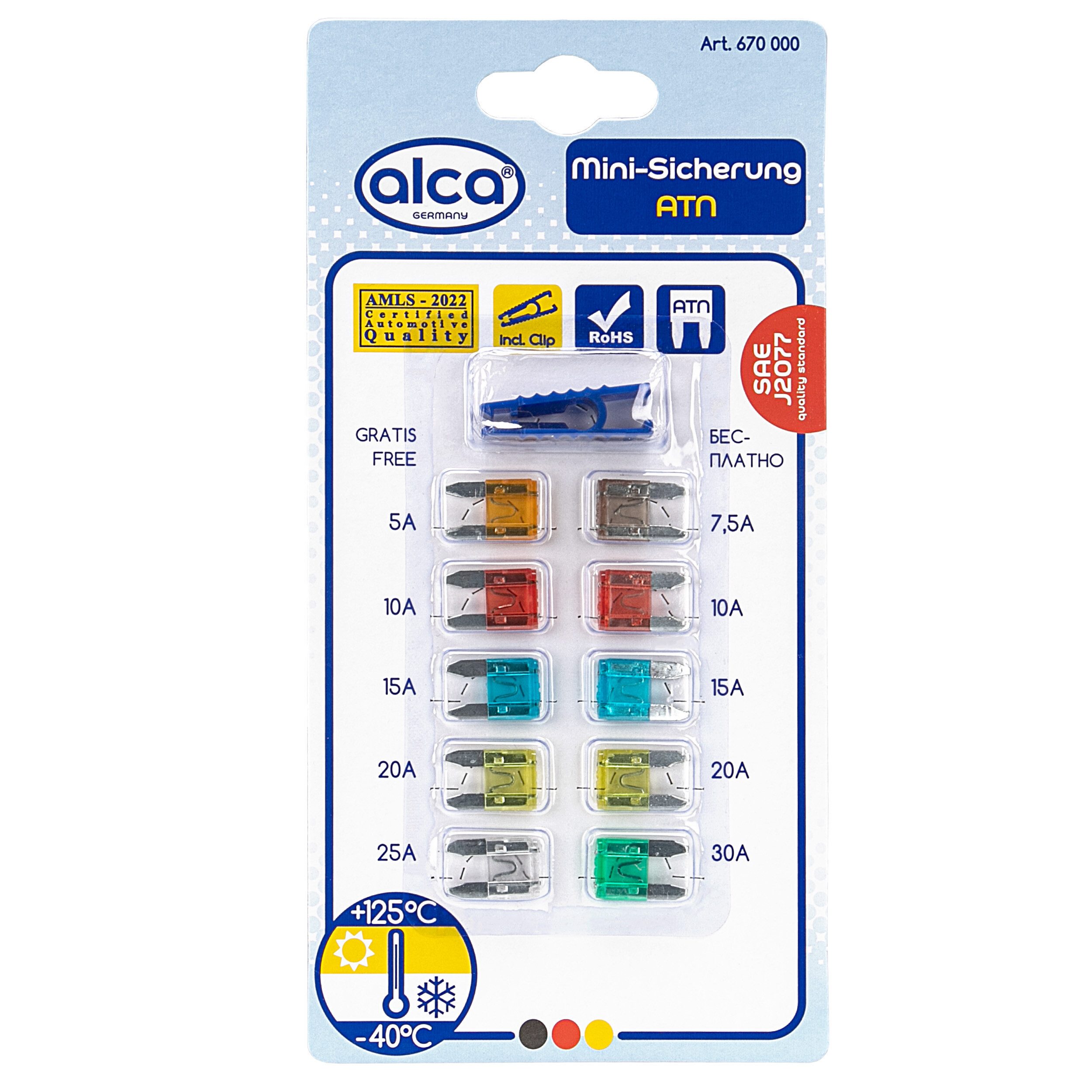alca Sicherheitsrelais Mini-Sicherungen 5 A - 30 A, 10 St. Blister Auto Set Flach Sicherungen, (10-St)