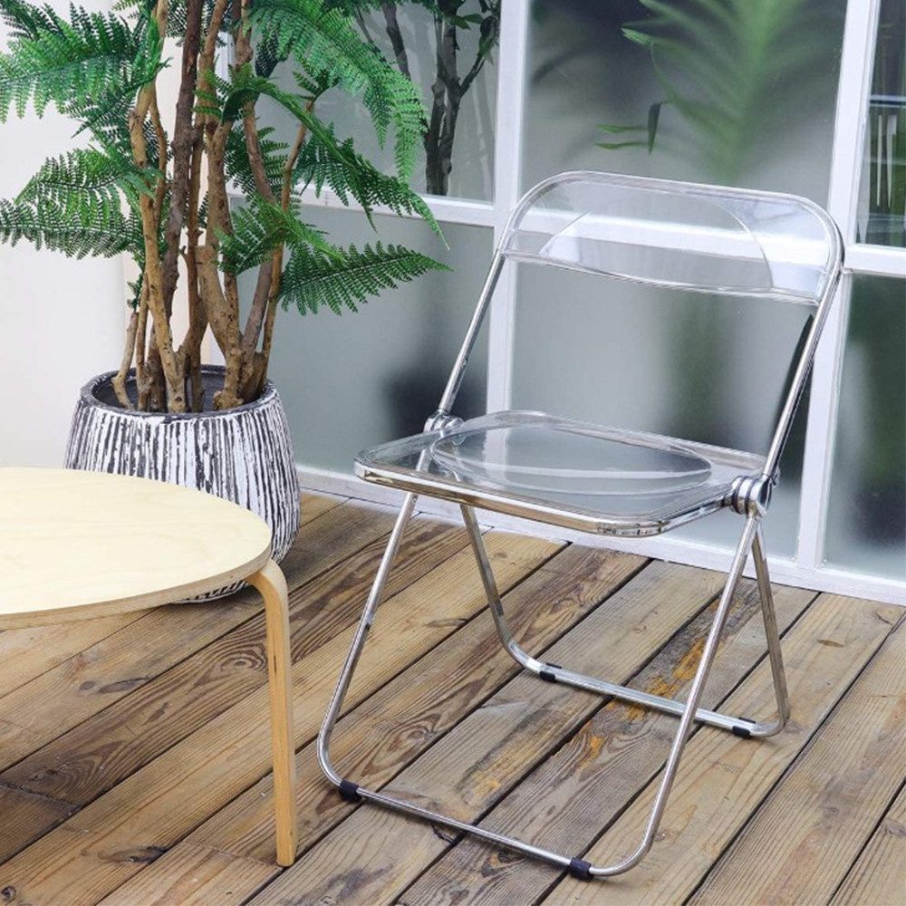 JEOBEST Klappstuhl Acryl Transparent Stuhl, (Stück, 1 St), Stahlrahmen mit Chrom-Finish, bis 120 kg belastbar – Bild 4 von 5