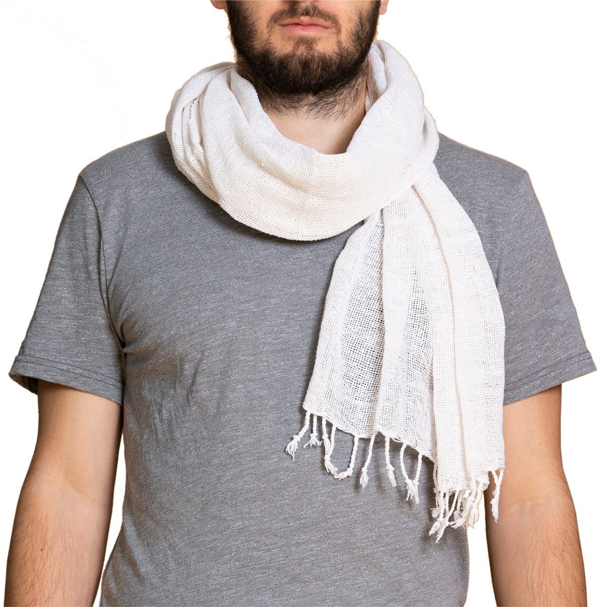 PANASIAM Schal warmer weicher Baumwollschal grob gewebt in verschiedenen Farben, auch als Schultertuch oder Schal im Herbst und Winter tragbar