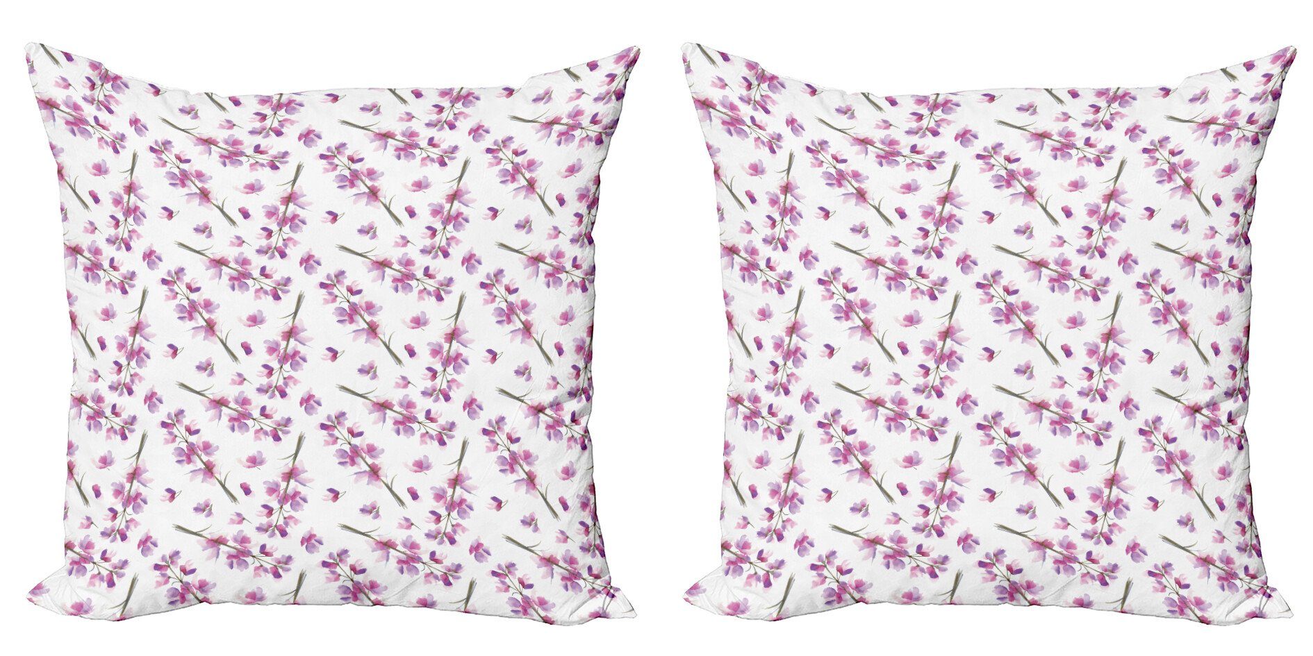 Modern Kissenbezüge Doppelseitiger Natur Digitaldruck, Lila Accent Blühende Stück), Abakuhaus (2 Blumen
