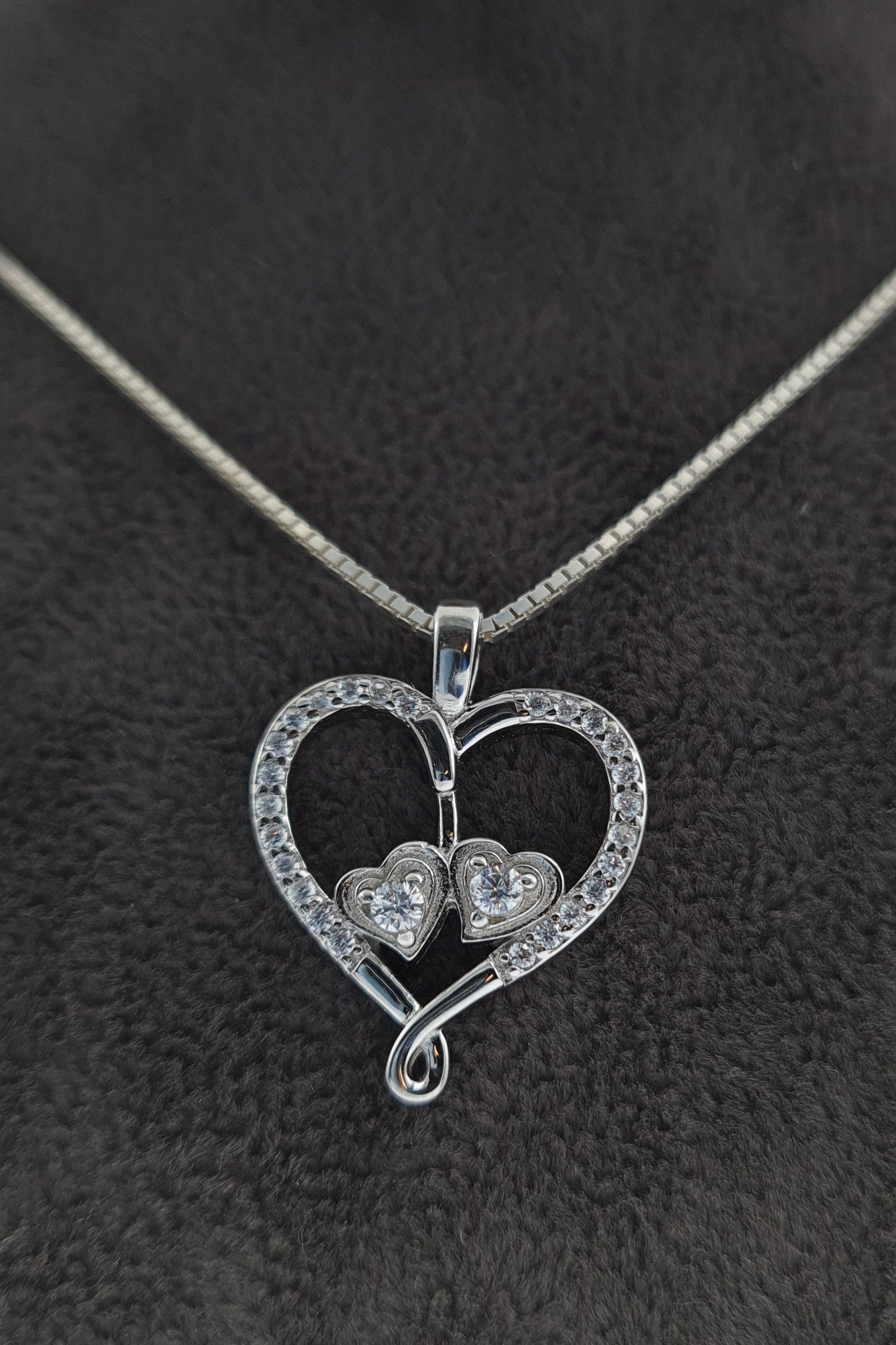 NAHLE Herzkette Herz 925 Silberkette Damen Silber Kette Silber 925 Herz Anh günstig online kaufen