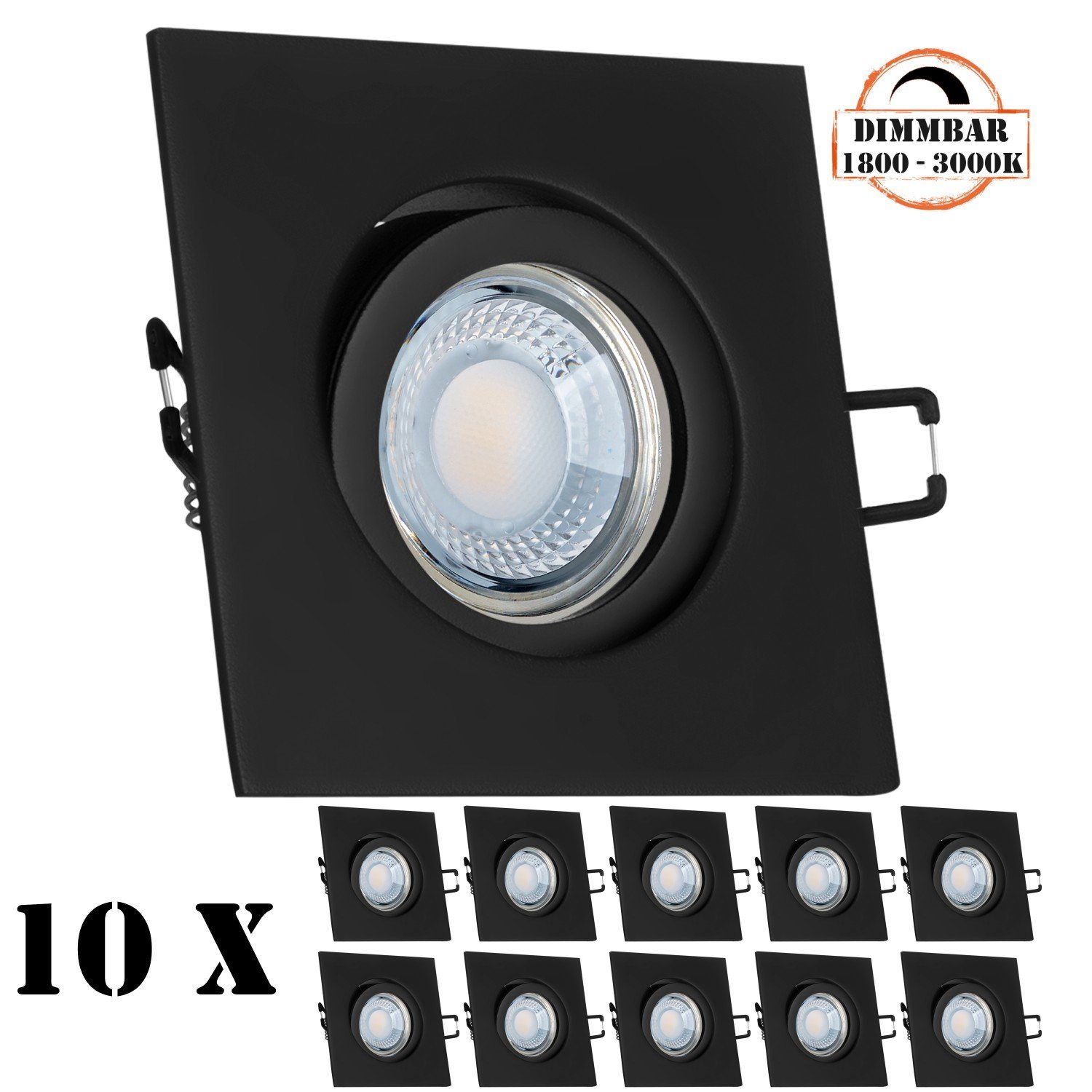 LEDANDO LED 5W 10er mit matt in LED Einbaustrahler Einbaustrahler Set schwarz flach extra LED von