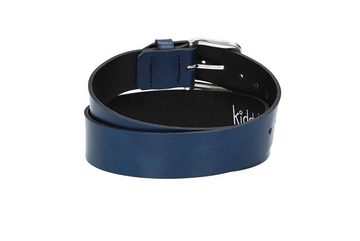 kiddybelts Ledergürtel Ledergürtel Kids 30mm in Blau, Marine mit Dornschließe in Silber (KB11-490) sehr weiches Vollrindleder