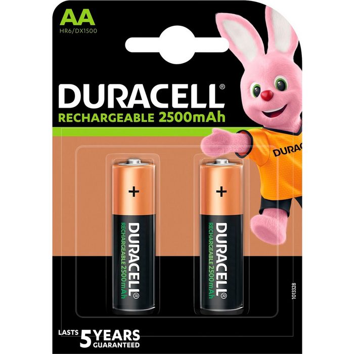 Duracell 2er Pack Rechargeable AA 2500mAh Akku-Set Mignon 2500 mAh (1 2 V 2 St)