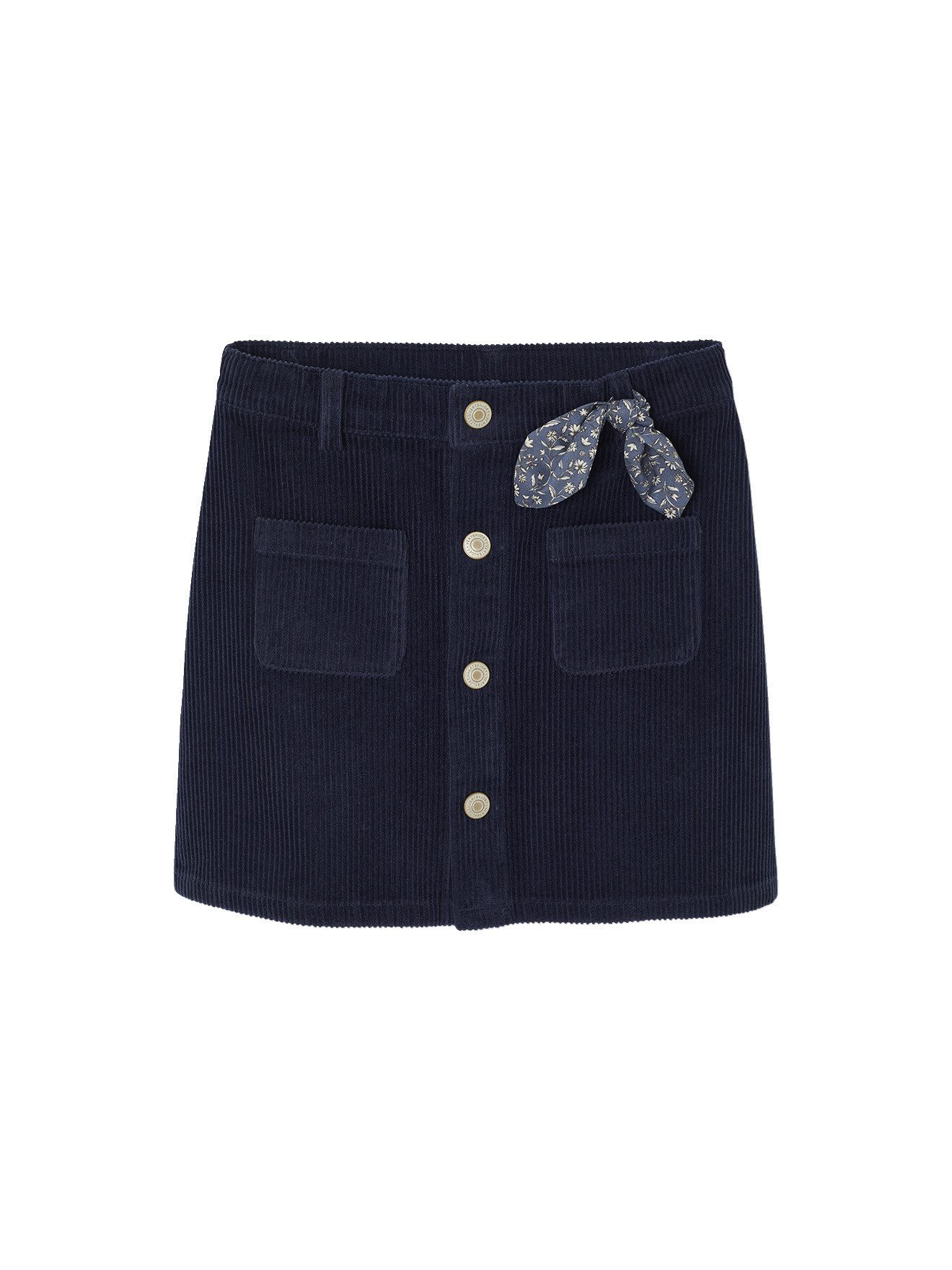 vertbaudet Minirock Mädchen Cordrock mit Zierschleife und Knöpfen