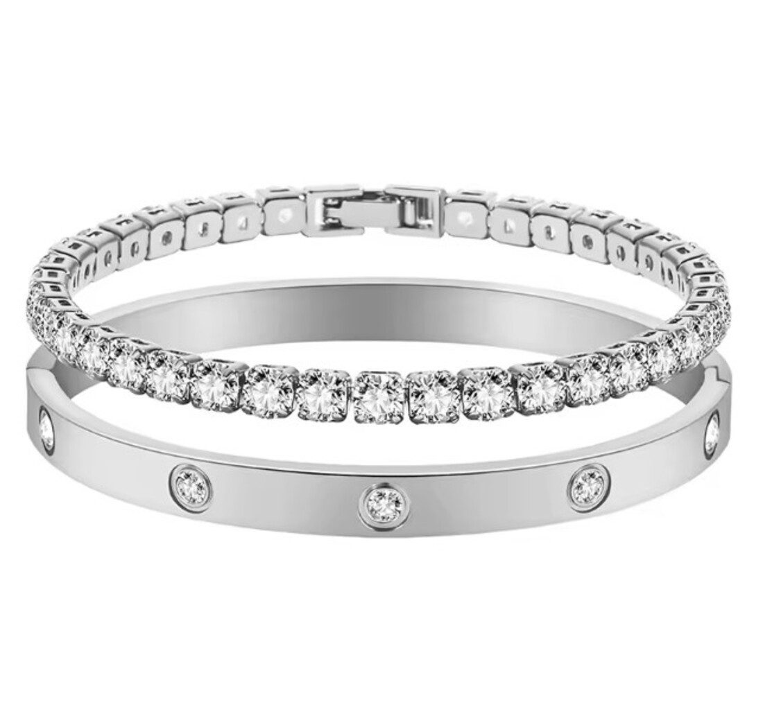 Lale Collection® Schmuckset Edelstahl-Armreif Strass Accessoire Gold Silber günstig online kaufen