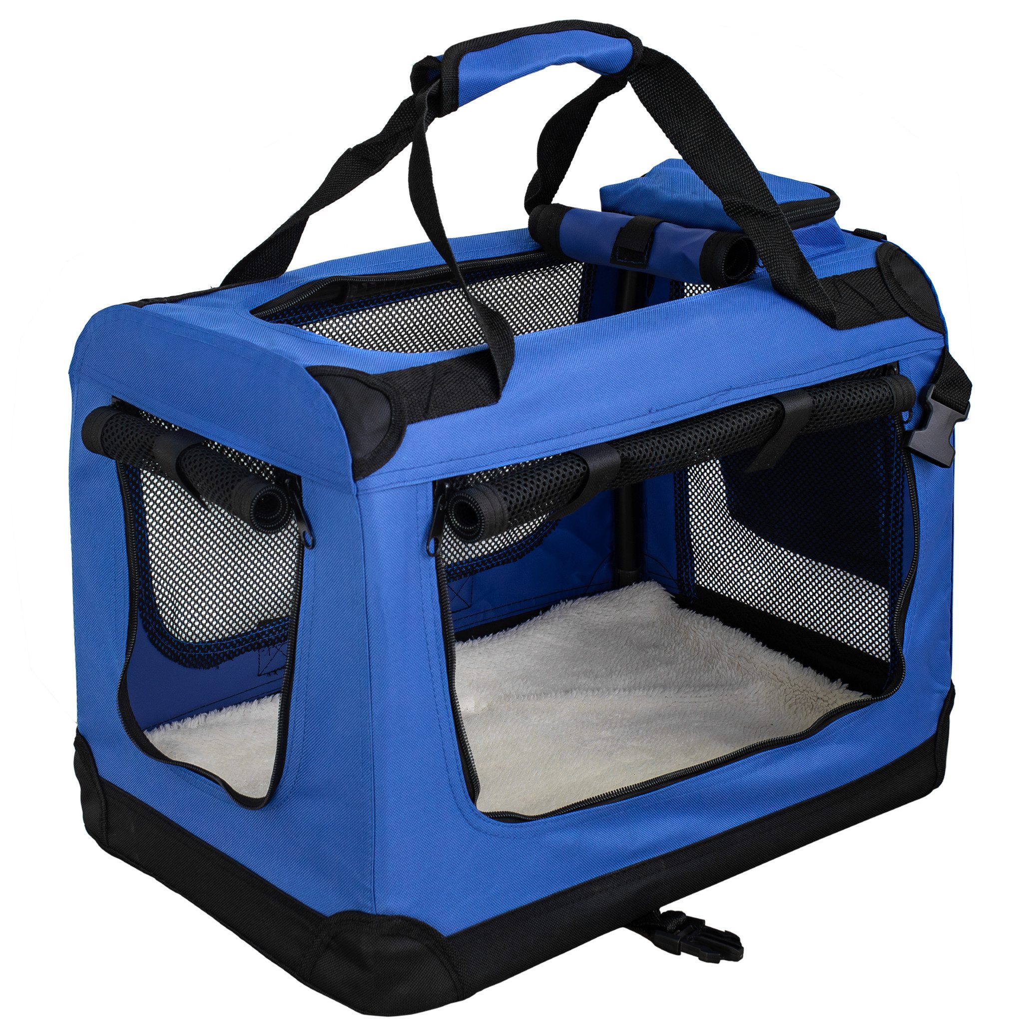 Petigi Tiertransporttasche Transportbox Faltbar Box Hund Transporttasche Katze Auto Blau S-XXXXL