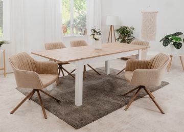 MCA furniture Esszimmerstuhl 2er Set Stuhl Ray mit Armlehnen, drehbar, beige / braun (2er-Set)